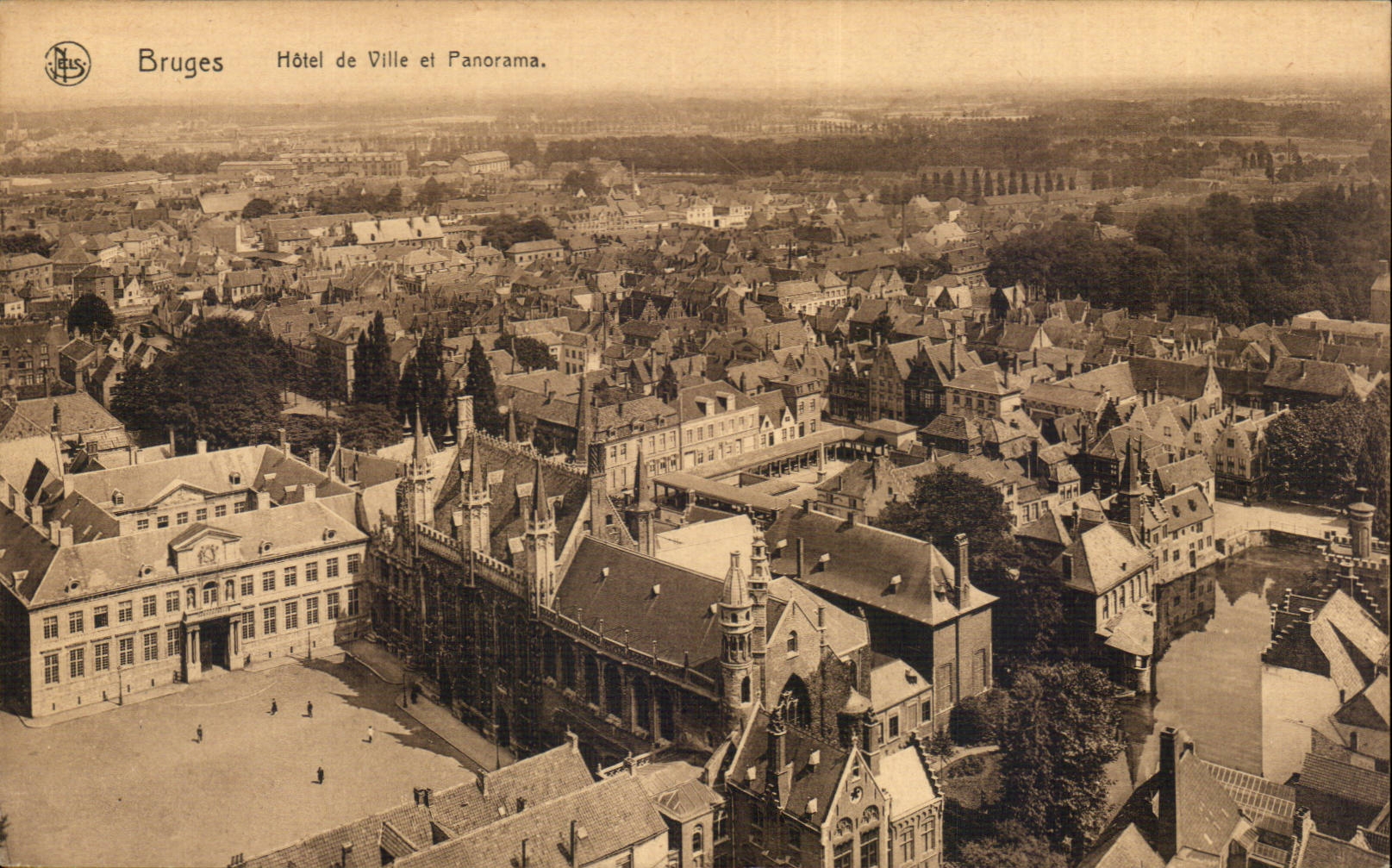 CPA Bruges Town hall and panorama