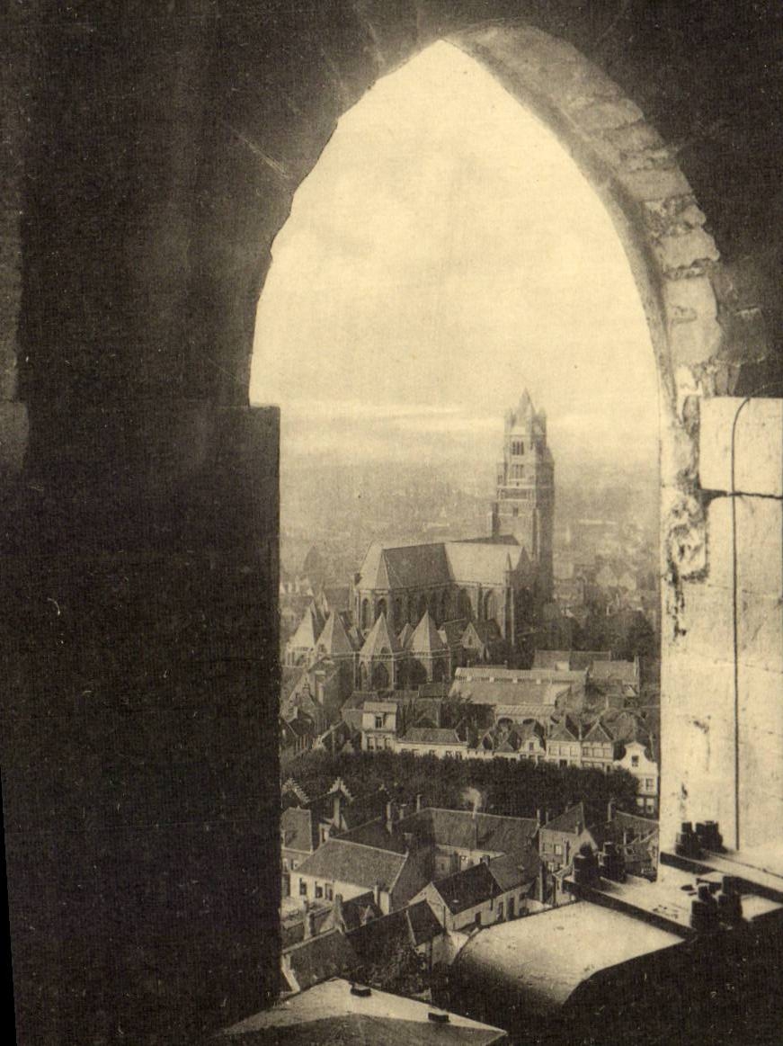 CPA Bruges Panorama taken of a window of the tower of the Belfry