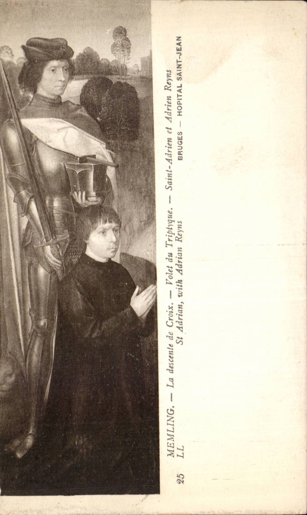 CPA Memling La descente de croix Volet du tryptique Saint Adrien et Adrien Reyns