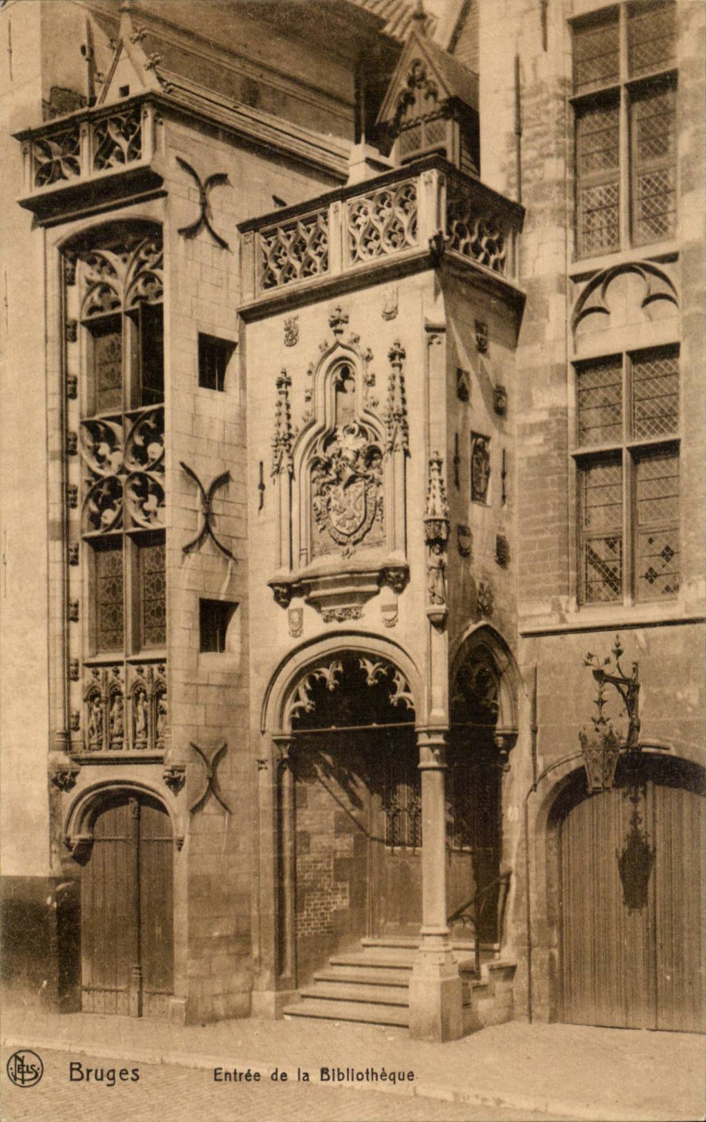 CPA Belgium Bruges Entrance of the library library
