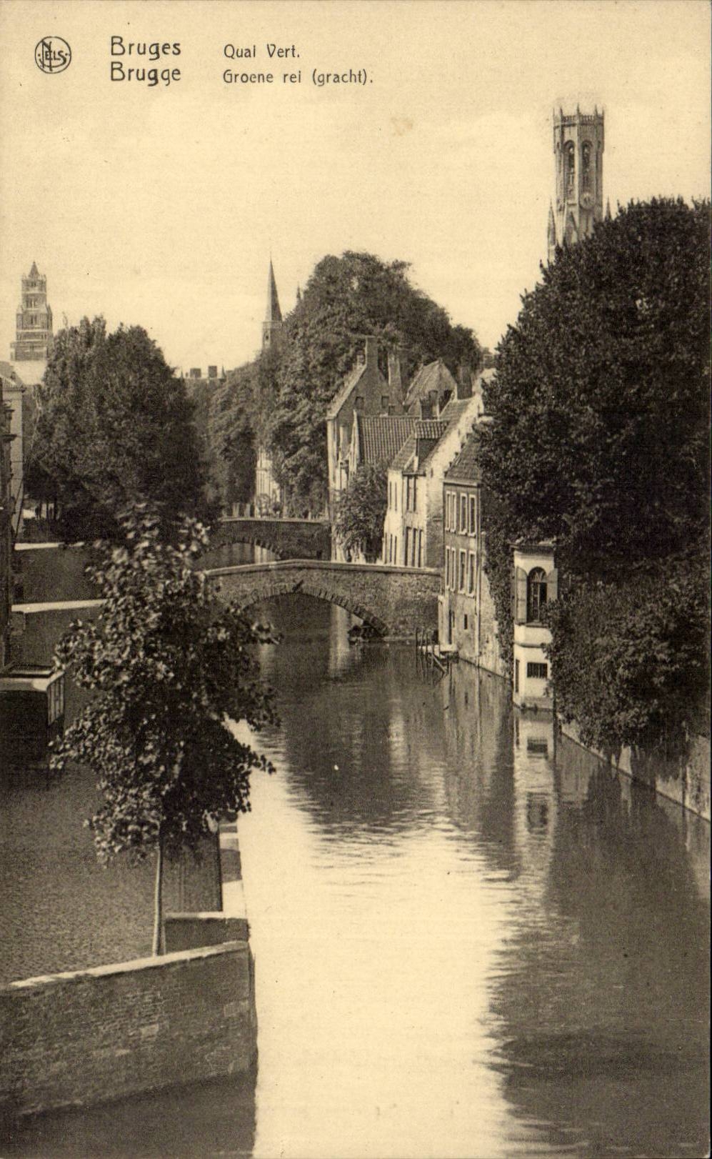 CPA Belgium Bruges green Quay