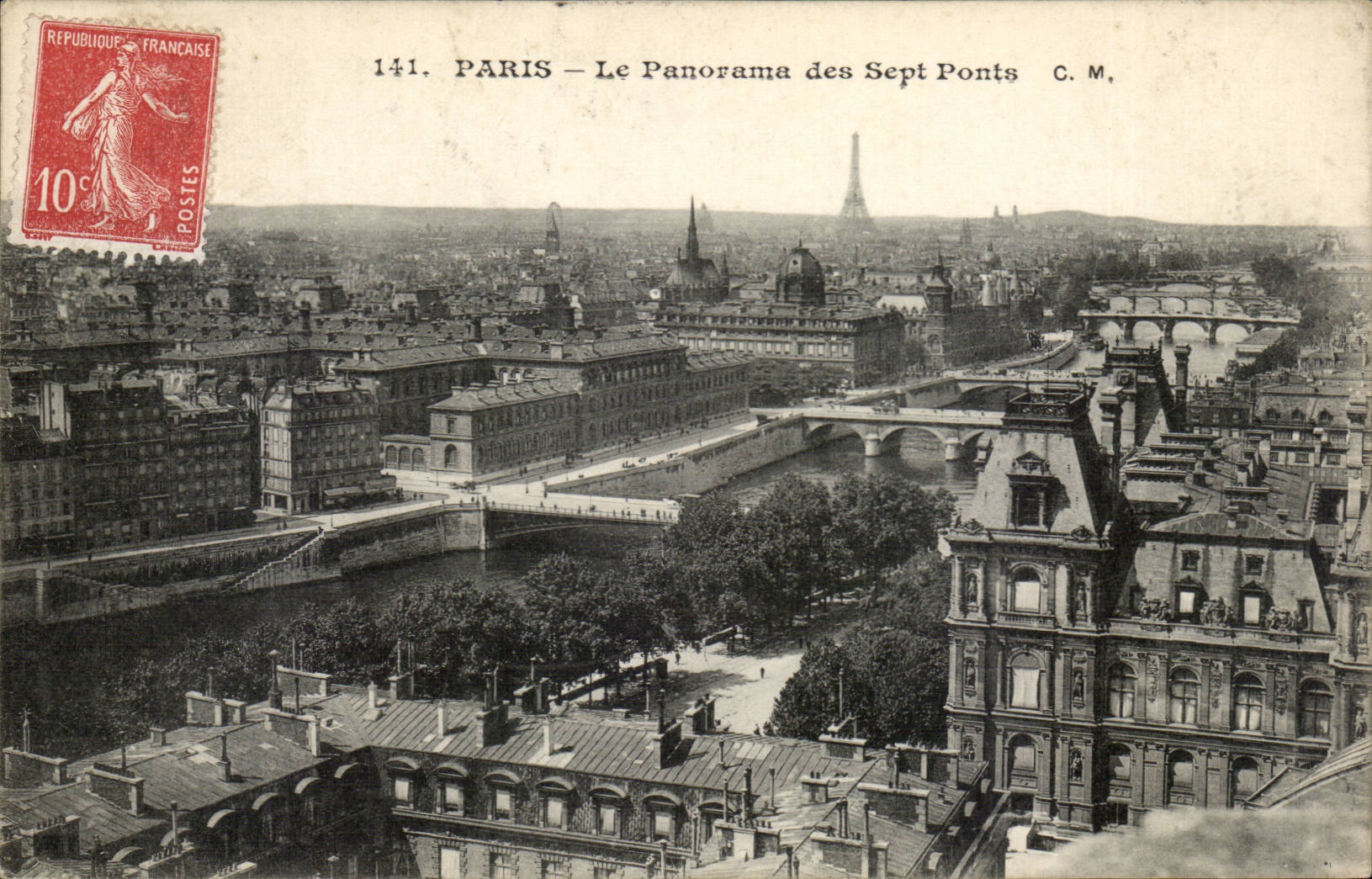 CPA Paris Panorama des sept ponts Tour Eiffel