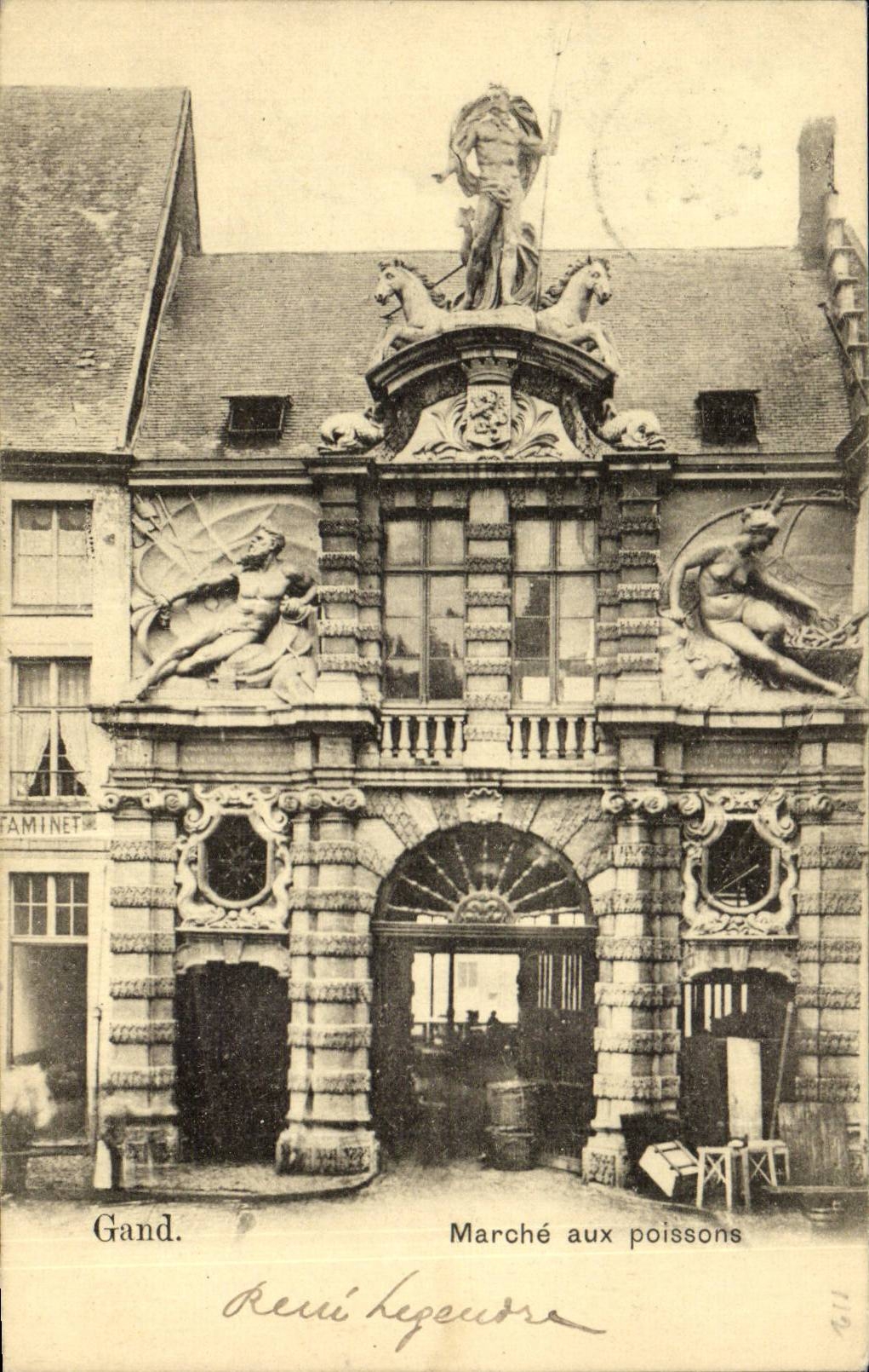 CPA Ghent Market with fish