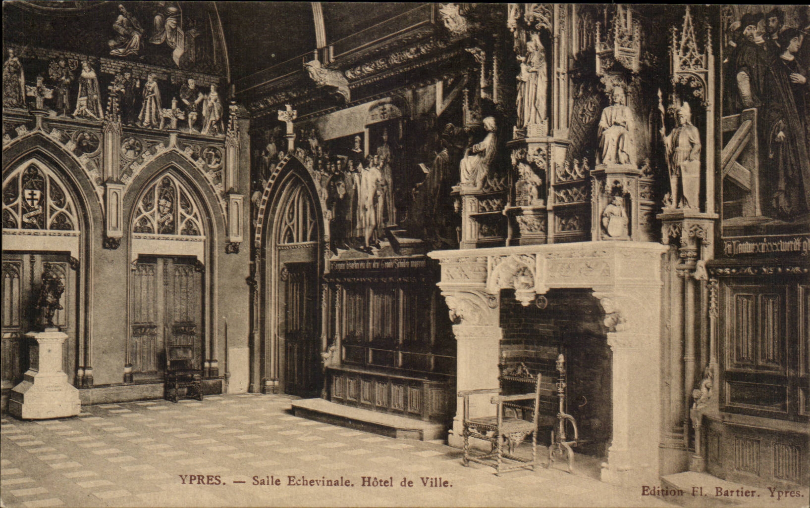 CPA Belgium Ypres Room Echevinale Town hall