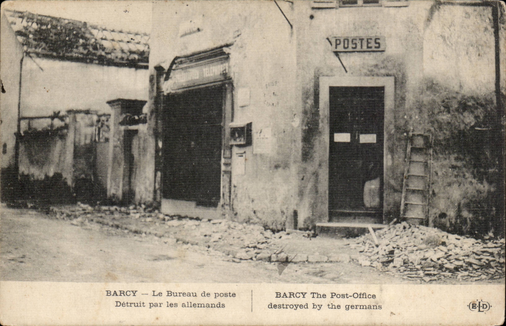 CPA Barcy the post office destroyed by German