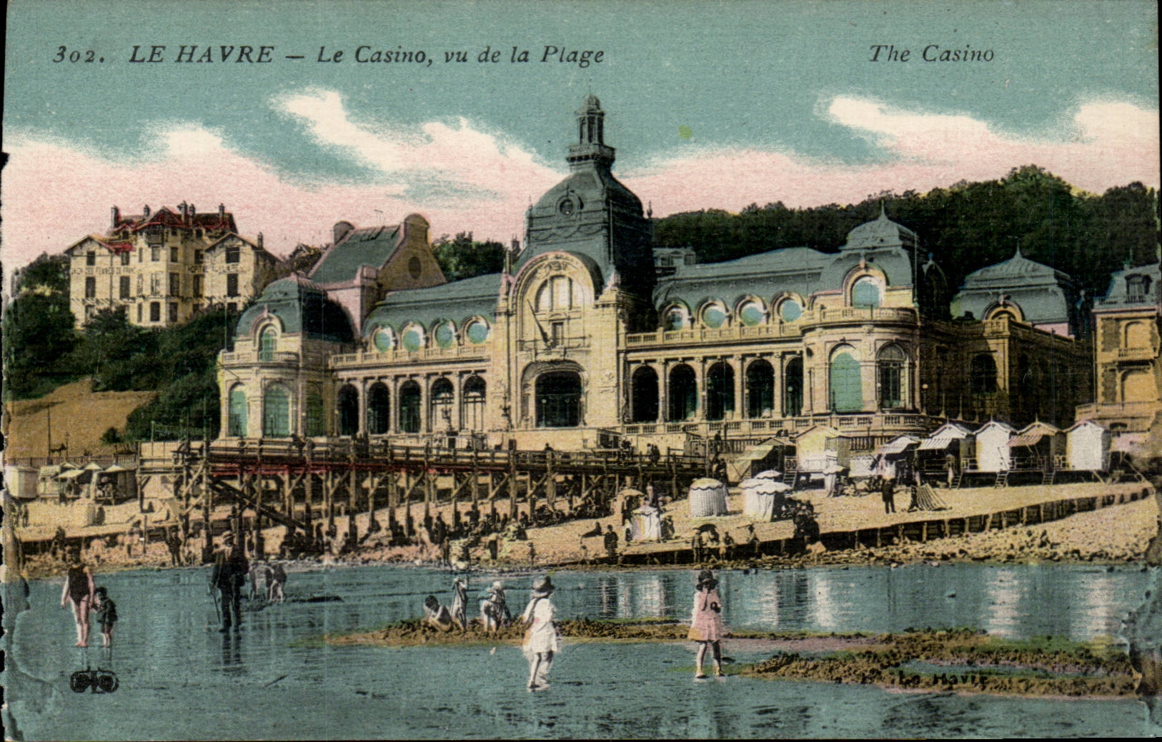 CPA Le Havre das Kasino gesehen vom Strand