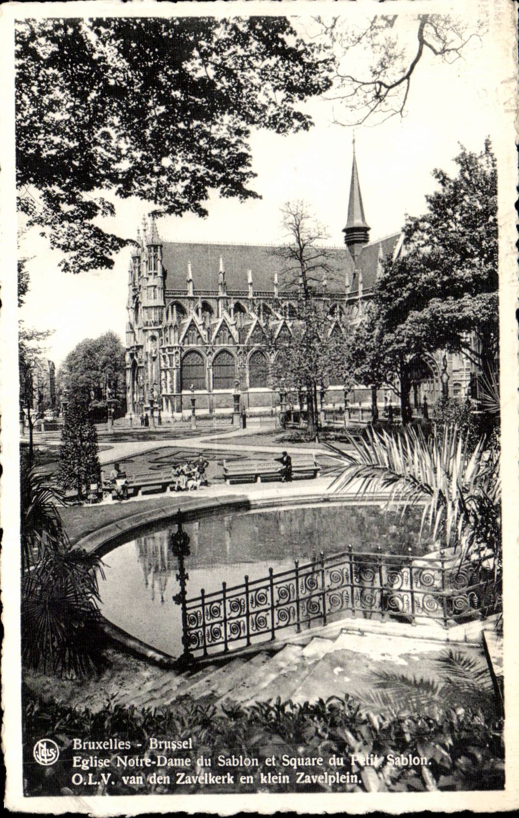 CPA Brussels Church Notre Dame of Fine sand and public garden of the Small Fine sand