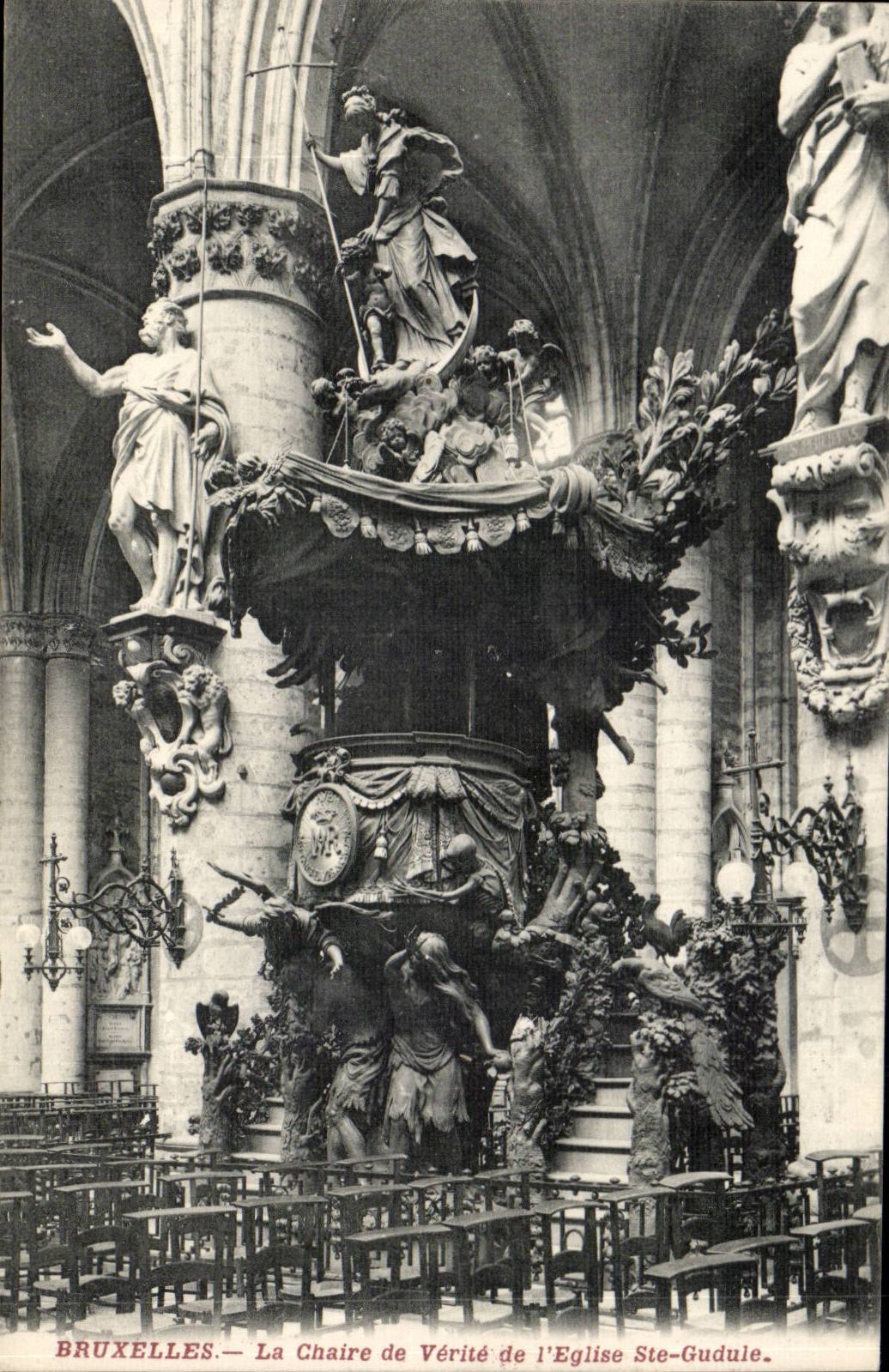 CPA Brussels the pulpit of truth of the church co Gudule