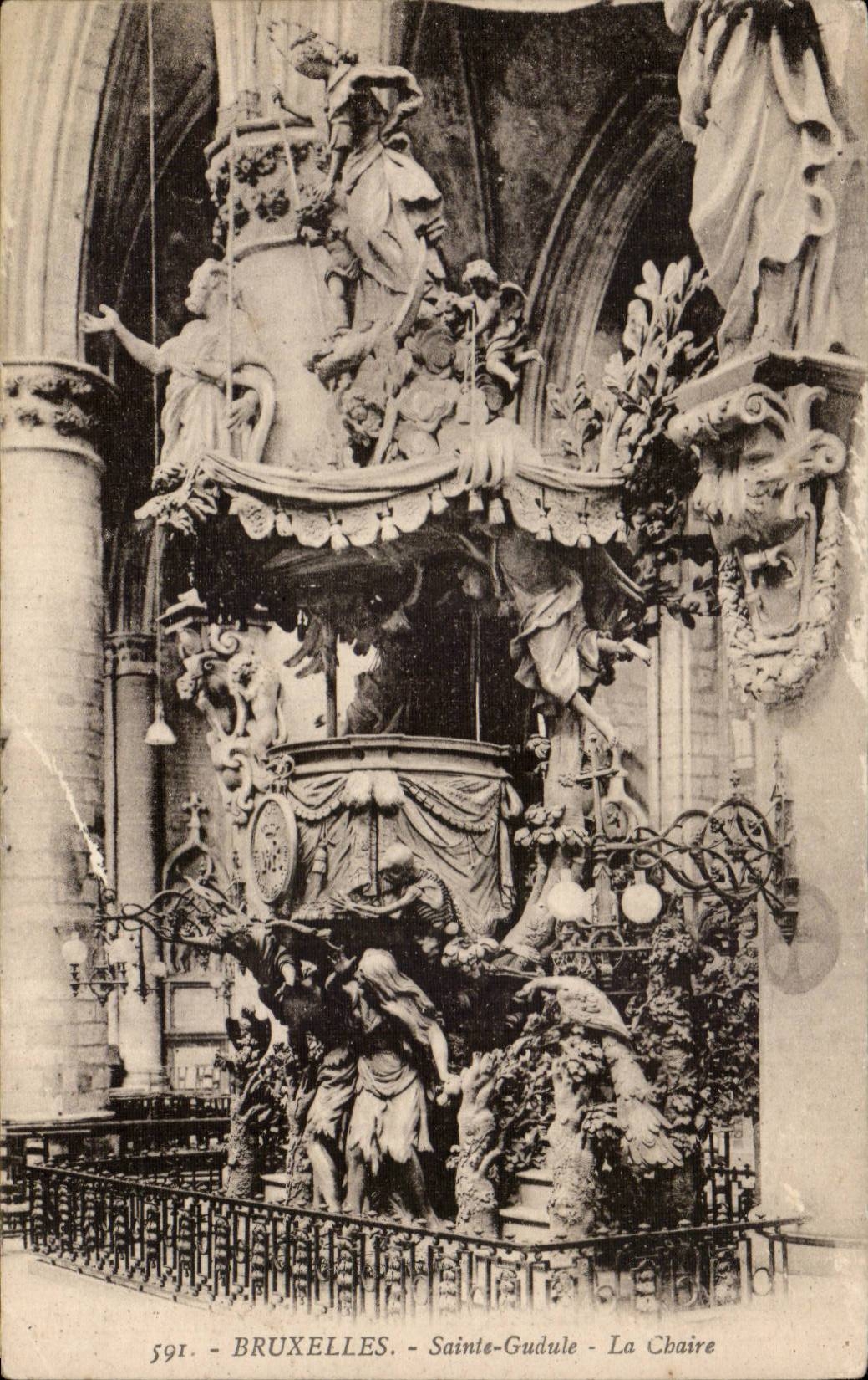 CPA Brussels Sainte gudule the pulpit