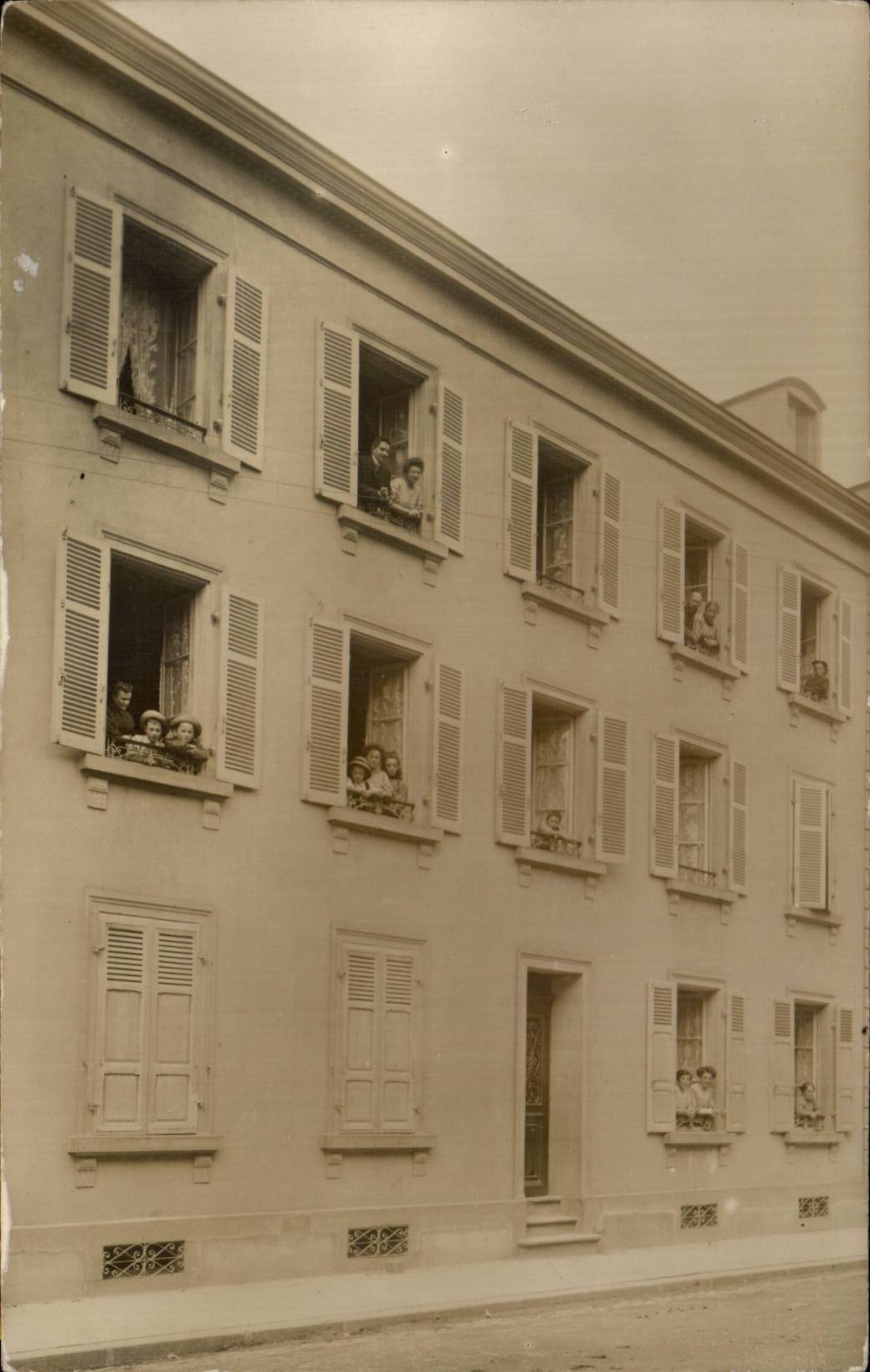 Real photo Inhabitants of a house Folklore Costume