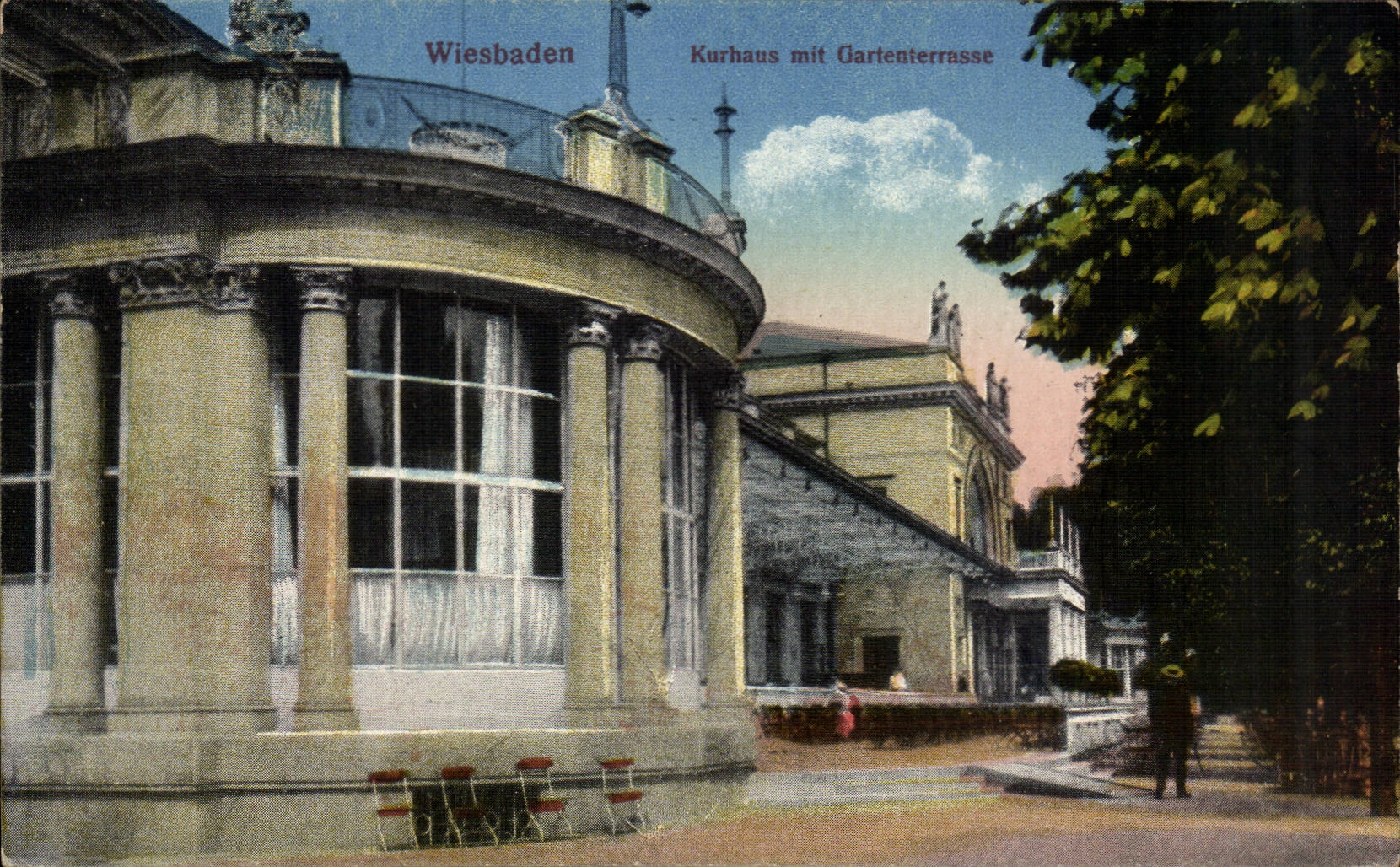CPA Wiesbaden Kurhaus setzte Gartenterrasse