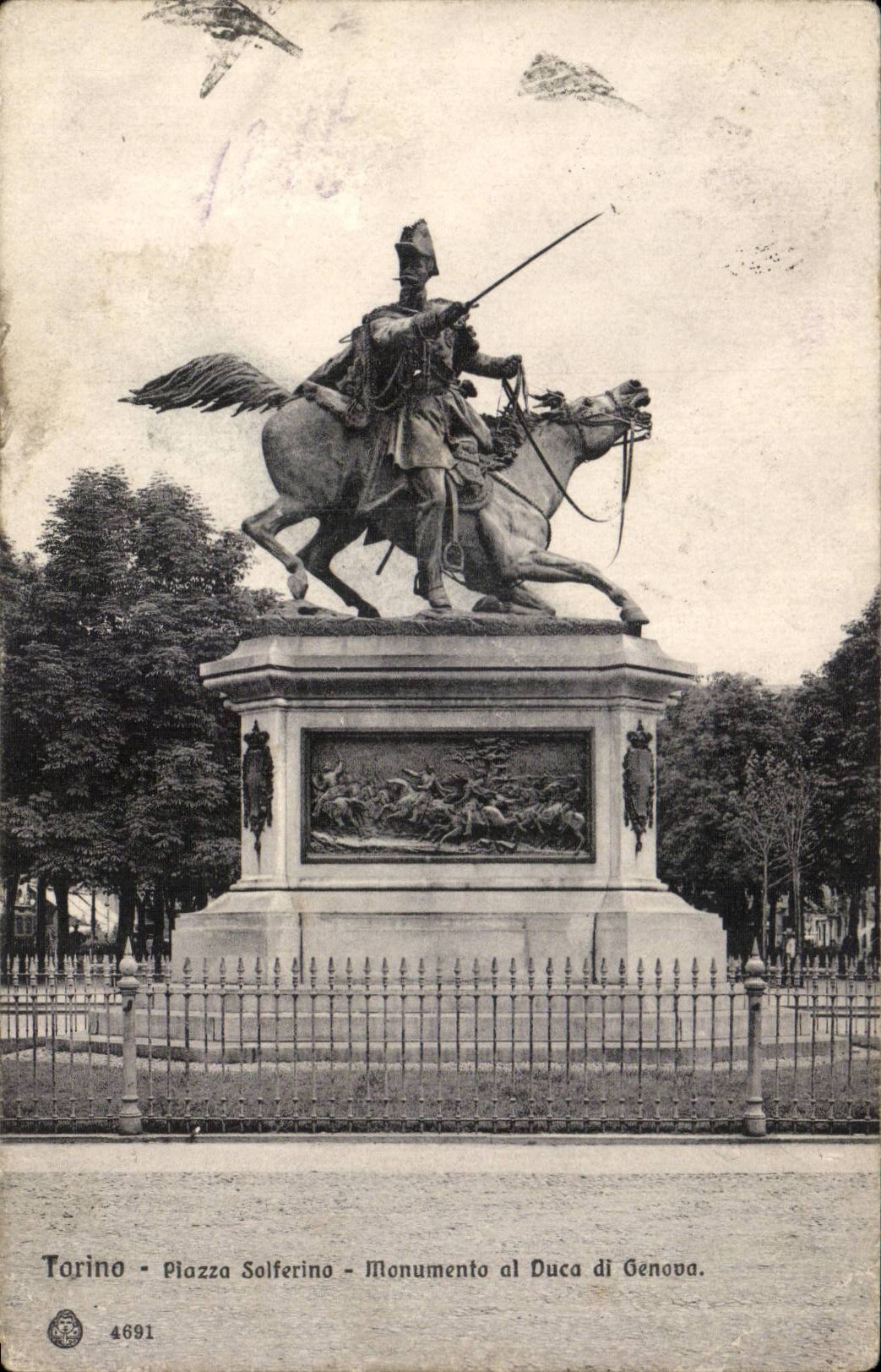 CPA Italie Italia Torino Piazza Solferino Monumento al Duca di Genova