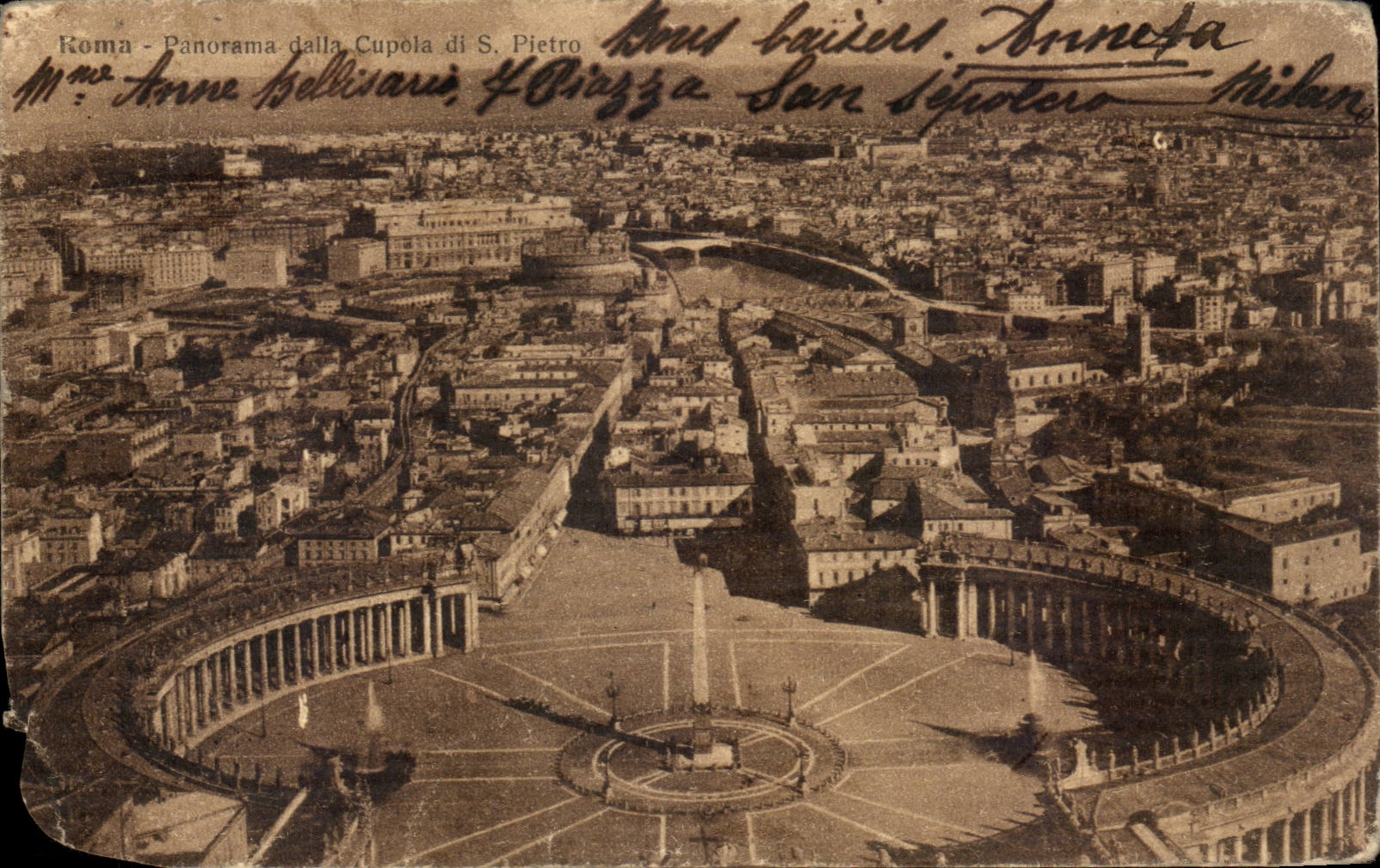 CPA Italy Italia Roma Panorama paved Cupola di S Pietro