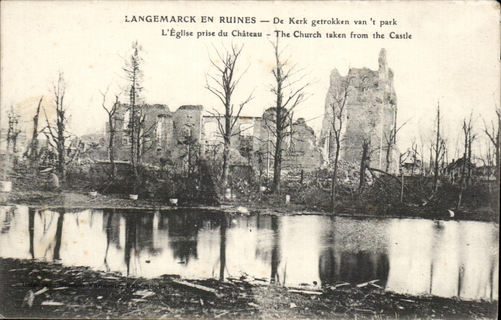 Langemarch in ruins CPA Church taken of the castle