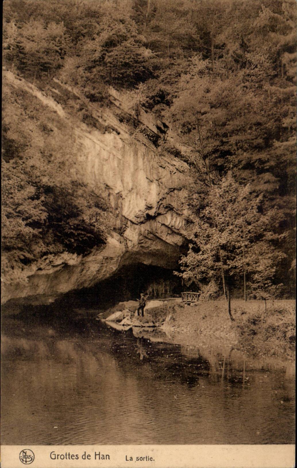 CPA Belgien Hohlen von Han der Ausgang