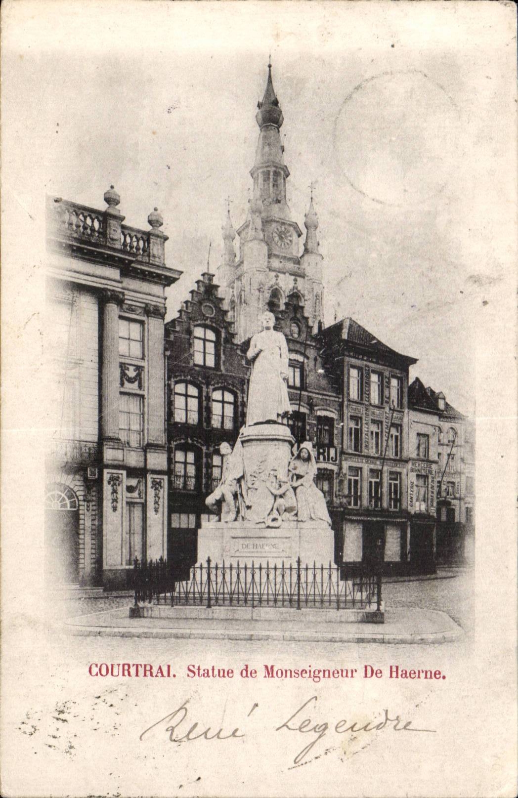 CPA Belgium Courtrai Sttue of monseigneur de Haerne