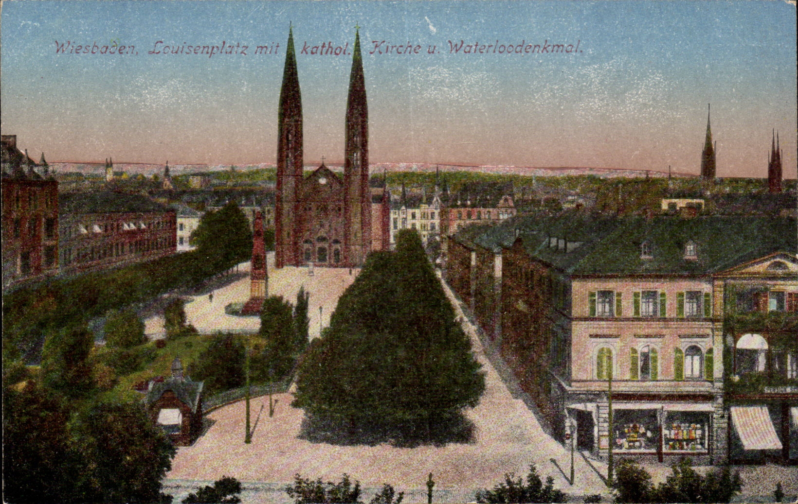 CPA Wiesbaden Louisepnplatz put kathol Kirche