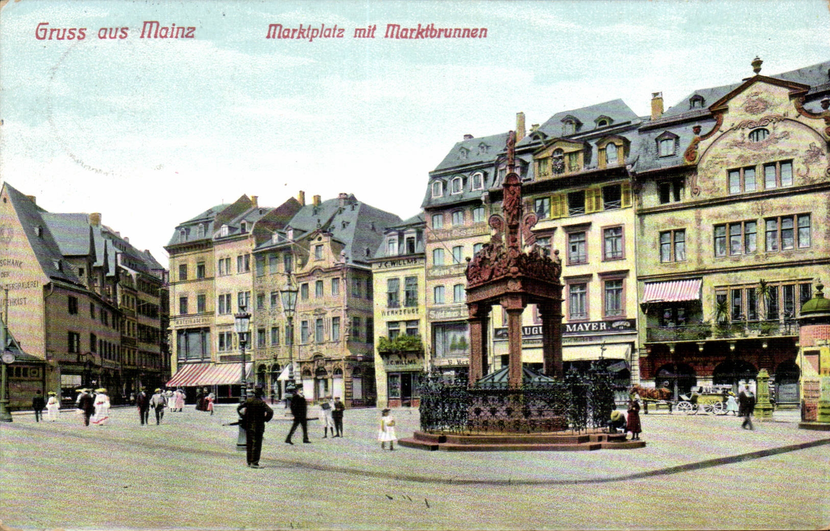 CPA Gruss with the mainz Marktplatz put Marktbrunnen