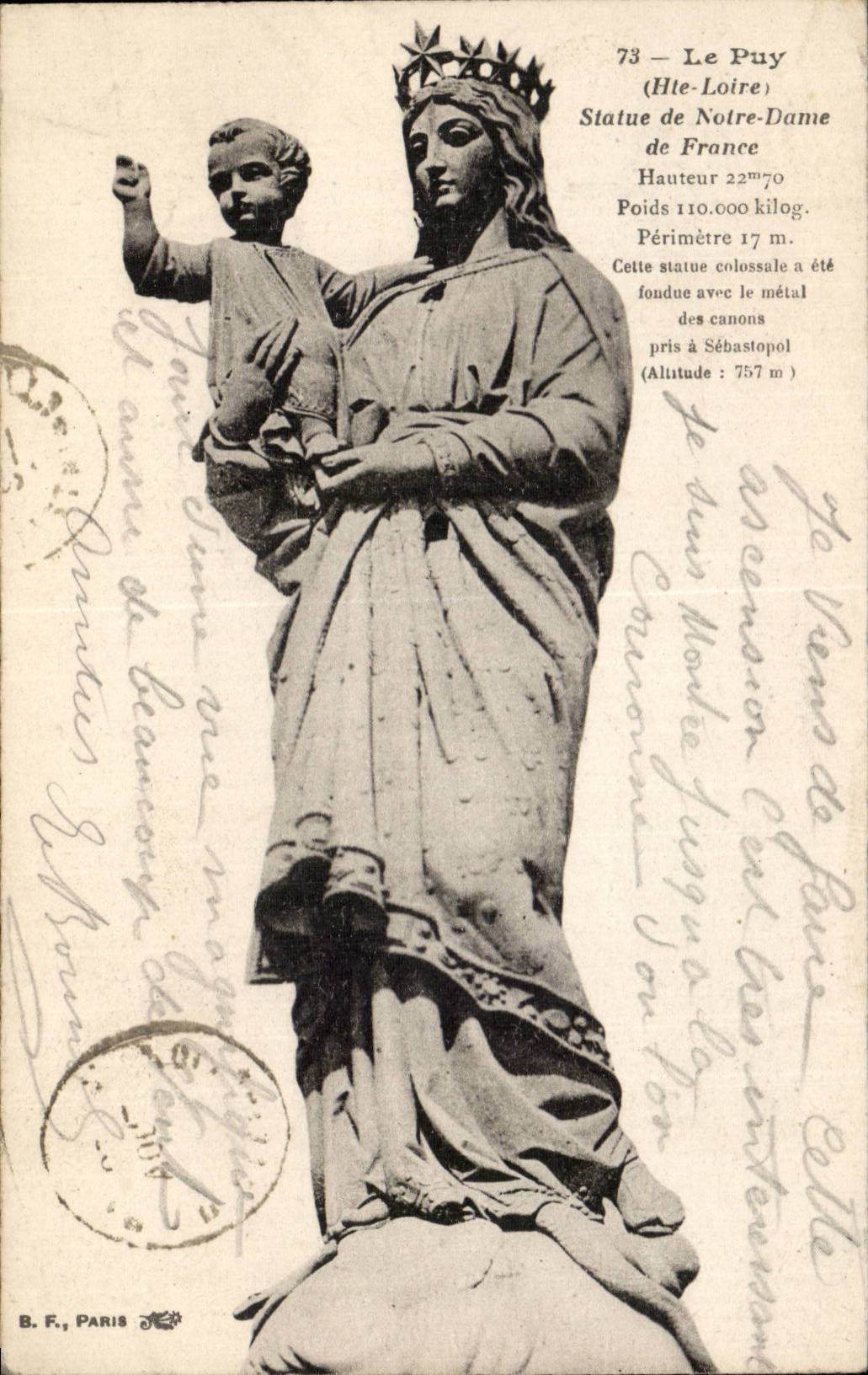 CPA Le Puy Statue de Notre Dame de France