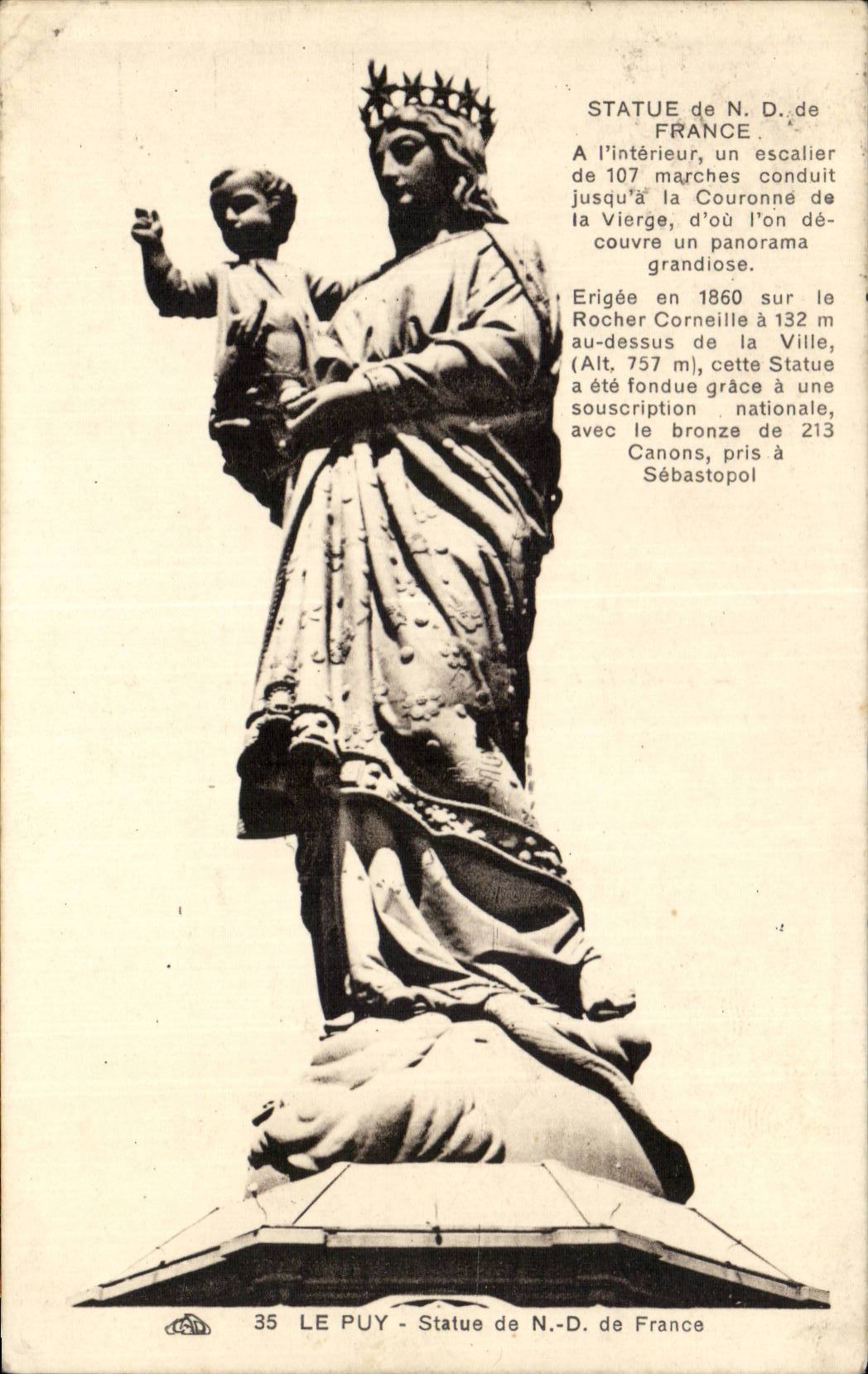 CPA Le Puy en Velay Statue de Notre Dame de France 