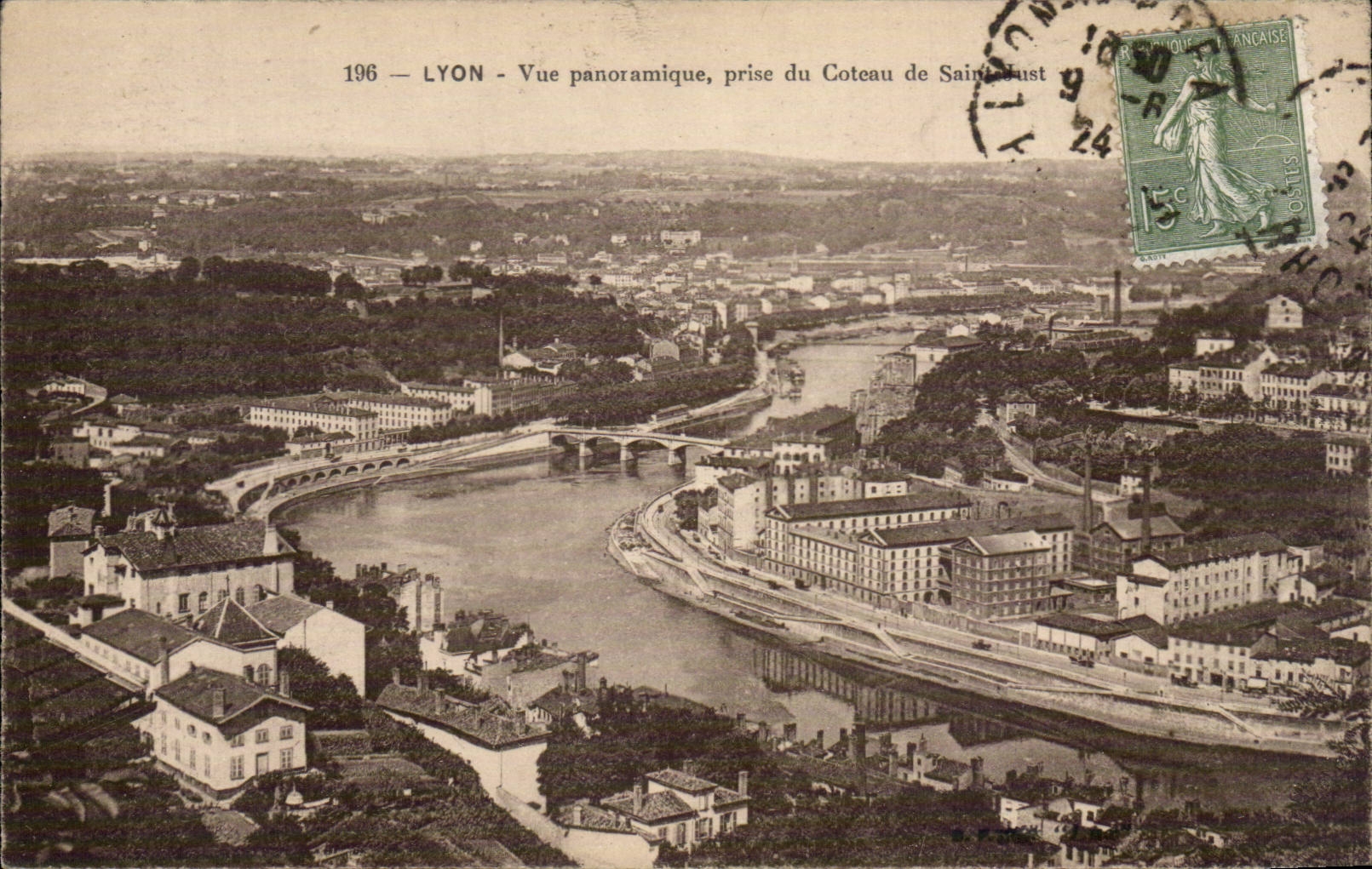 Lyon CPA Panoramic View taken of the Slope of Saint Just