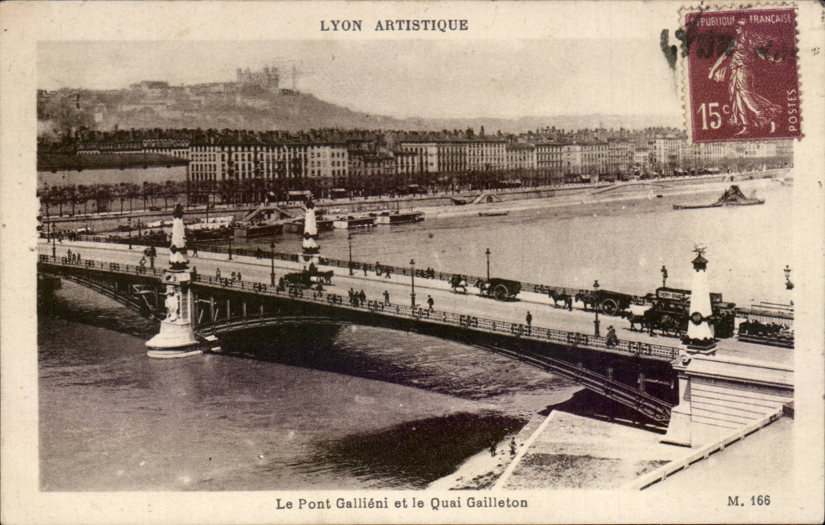 Lyon CPA the Gallieni bridge and the Gailleton quay