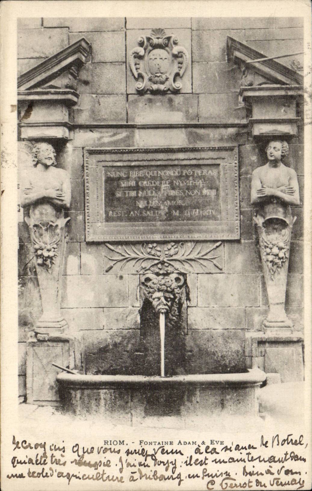 CPA Riom Fontaine Adam et Eve