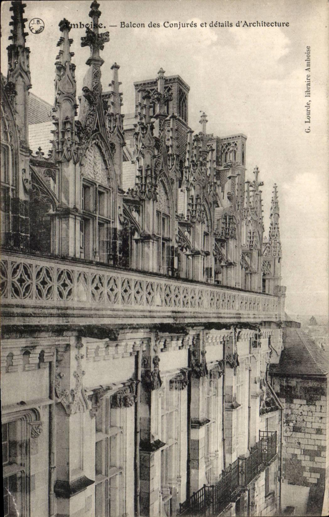 Amboise CPA Balcon des conjures et details d'architecture