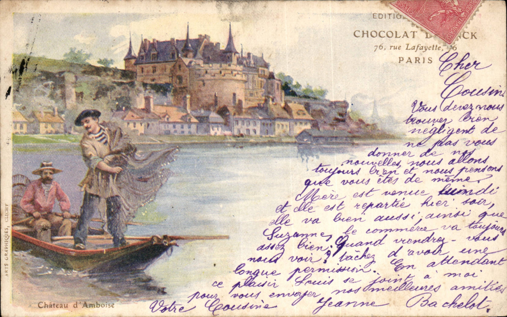 Amboise CPA Le chateau Chocolat Rue lafayette