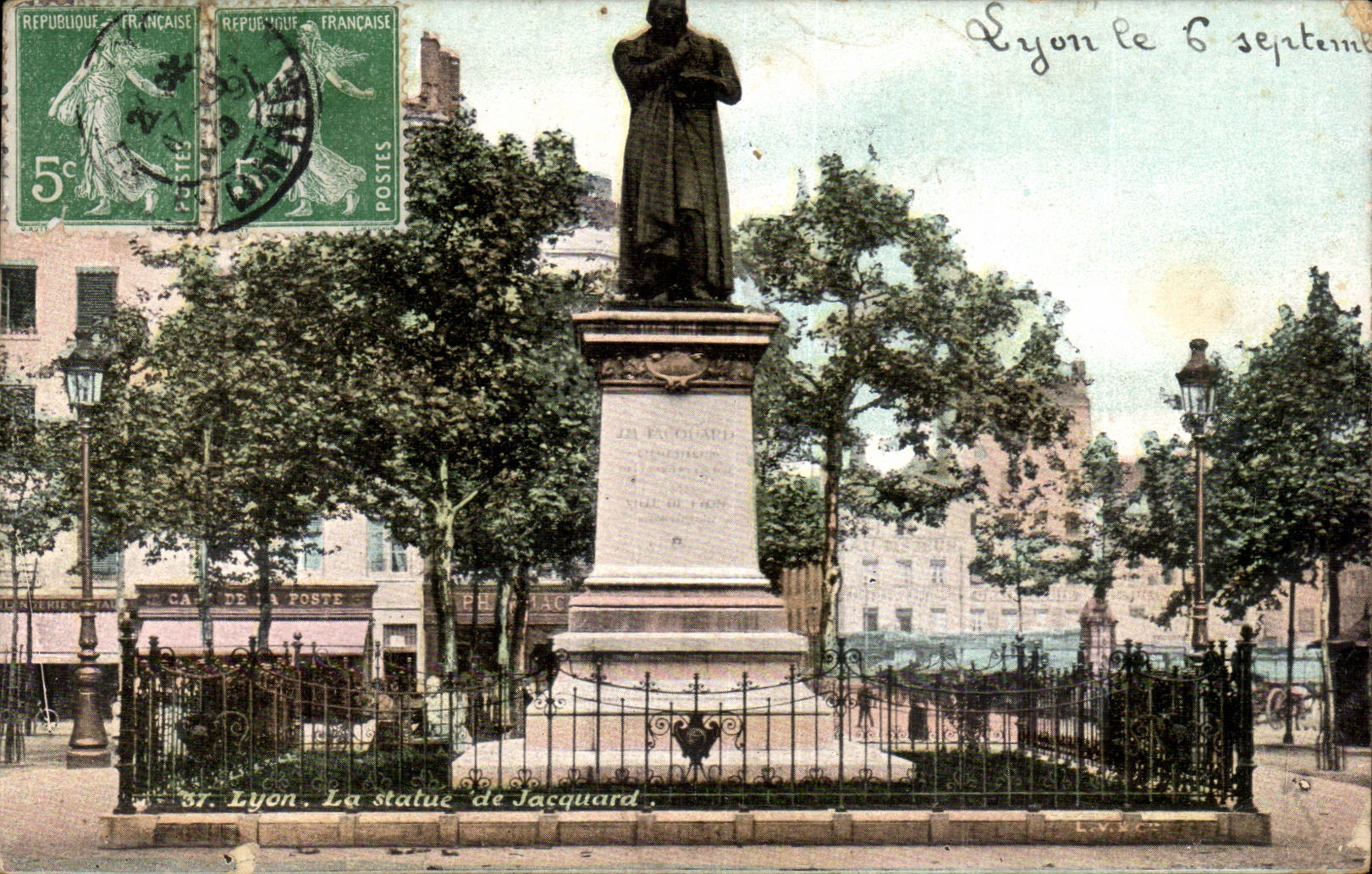 CPA Lyon Statue of Jacquard