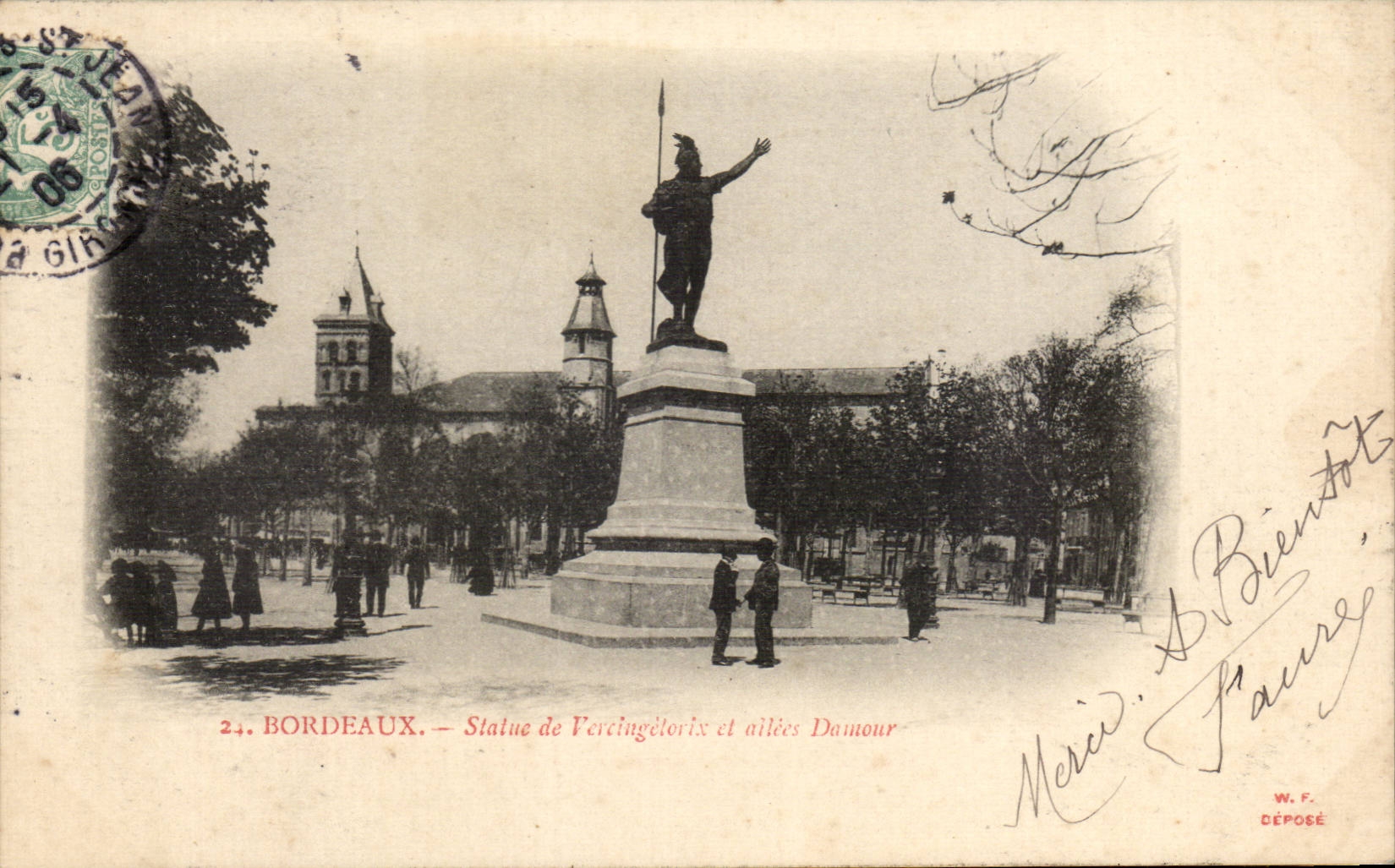 CPA Bordeaux Statue of Vercingetorix and Damour alleys