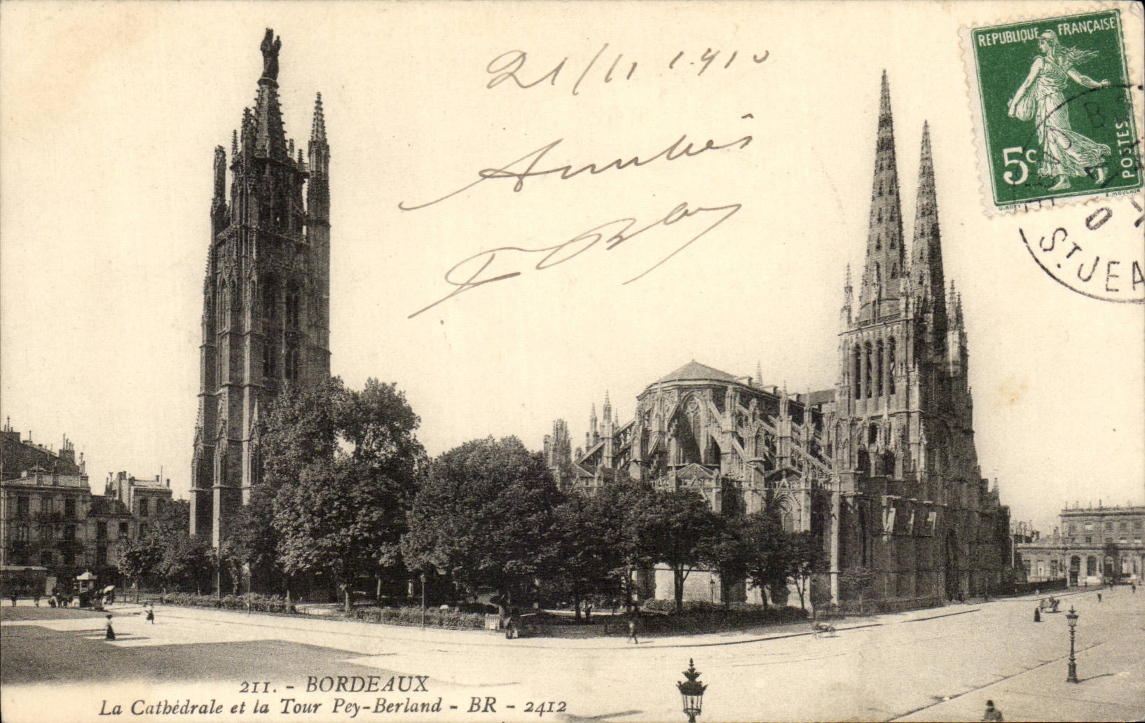CPA Bordeaux the cathedral and the Tower pey Berland