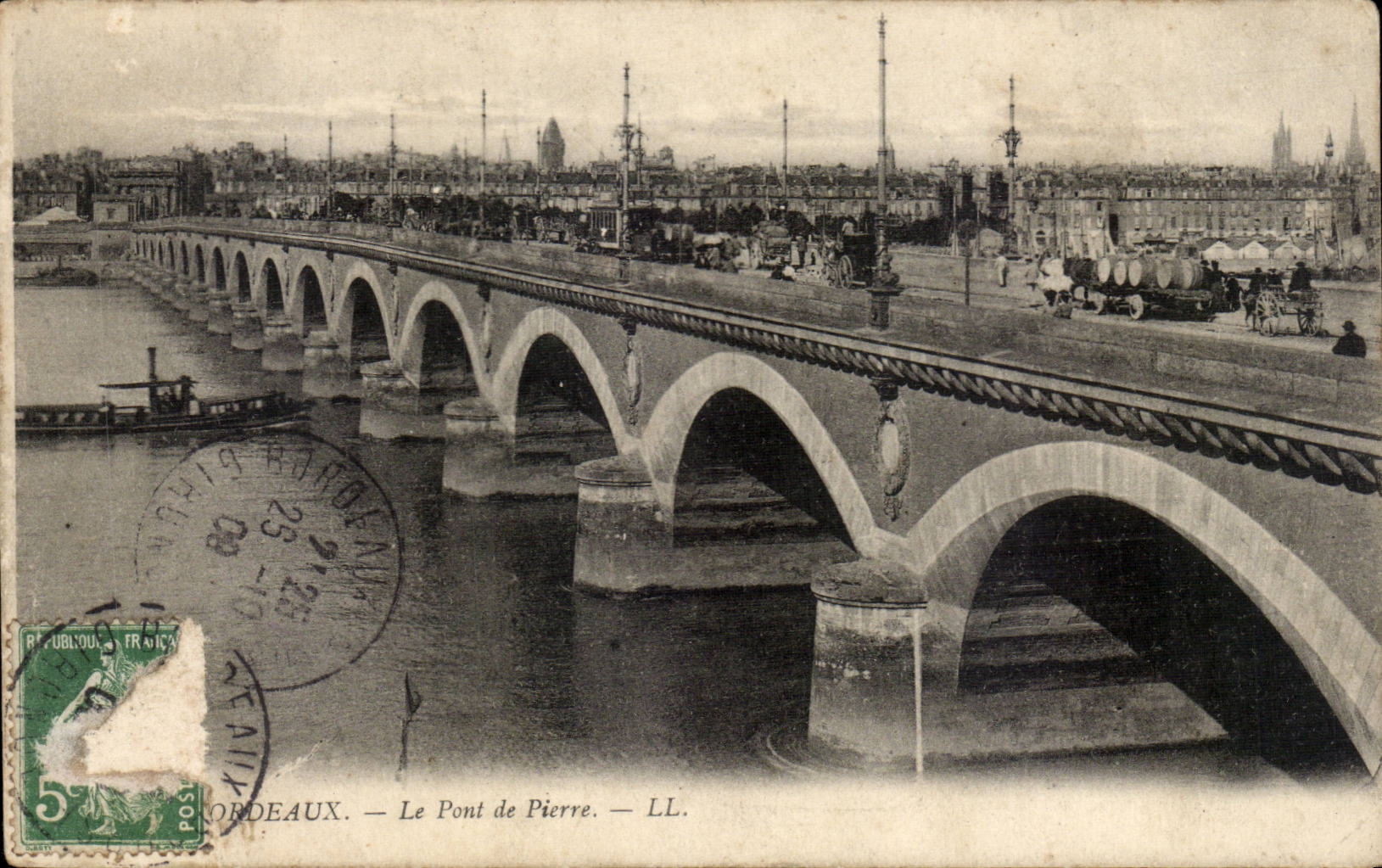 CPA Bordeaux the stone bridge