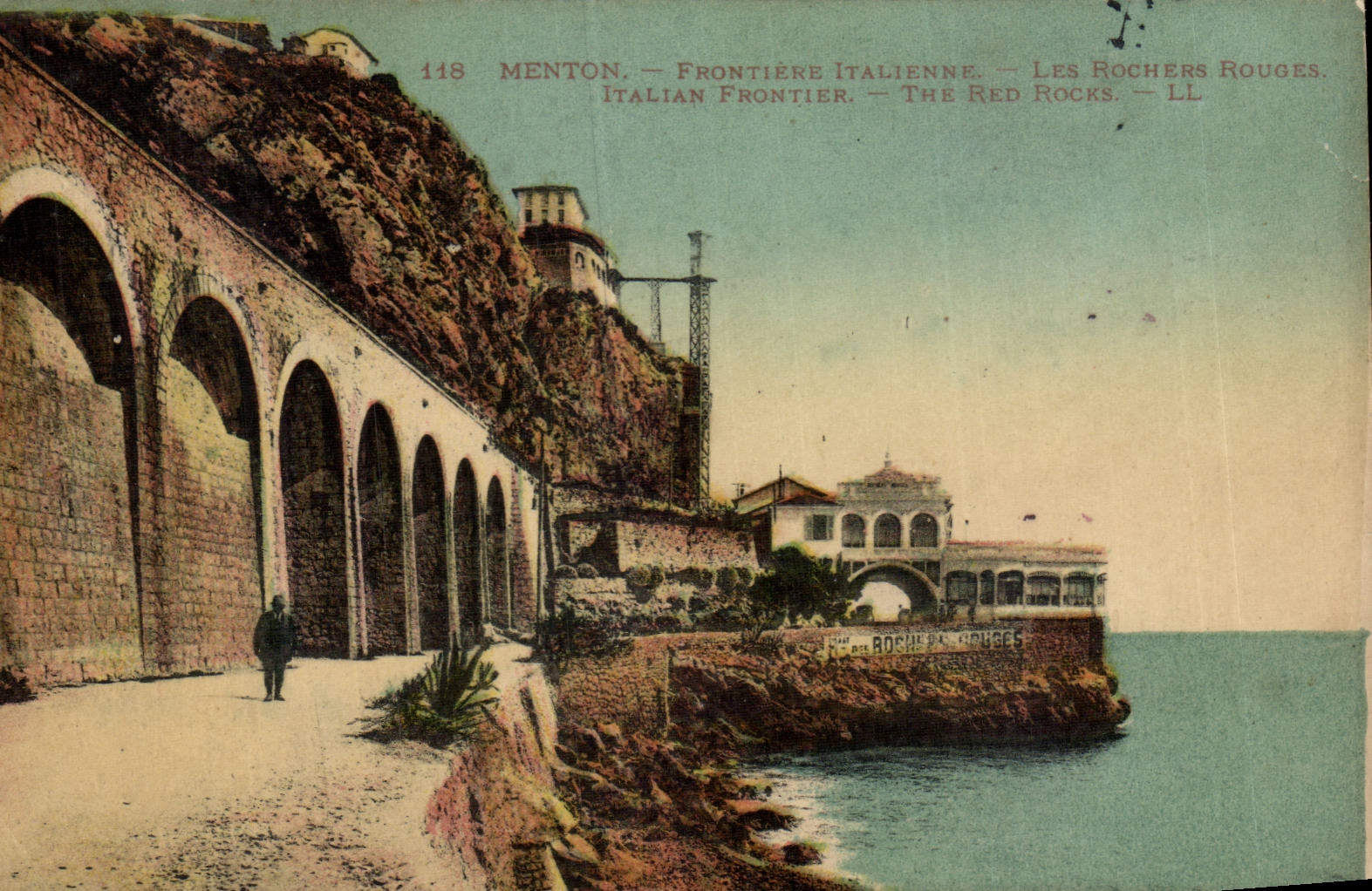 CPA Menton Italian Border red rocks