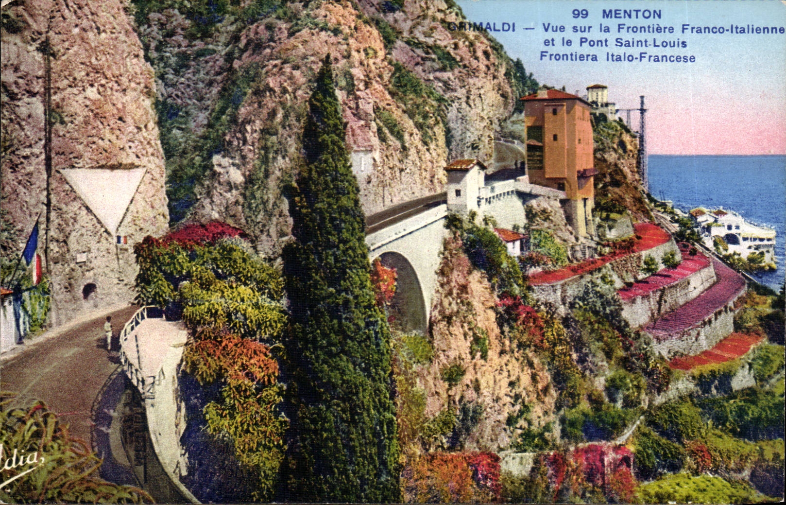 CPA Menton Grimaldi Seen on the Free Italian border and the Holy bridge Louis