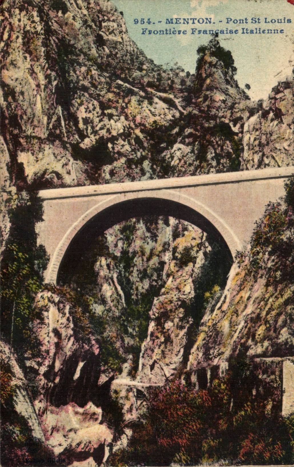 CPA Menton Bridge St Louis Free Italian Border