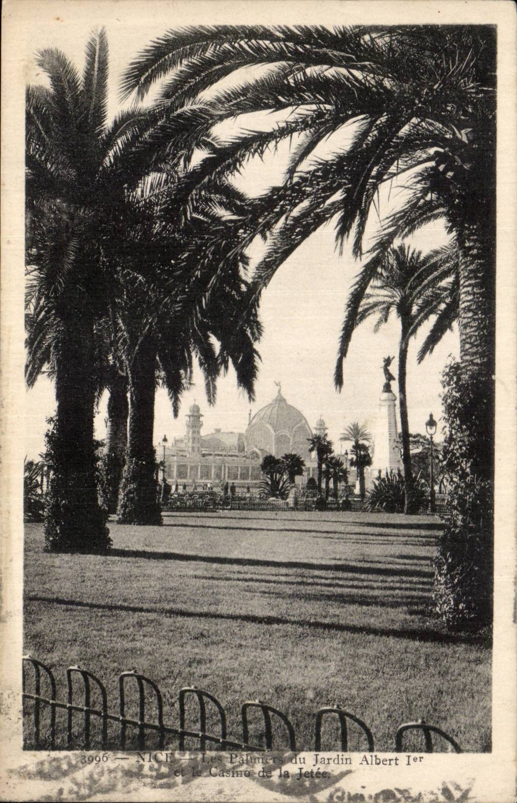 Nice CPA Palm trees of the garden Albert 1st and the casino of the pier