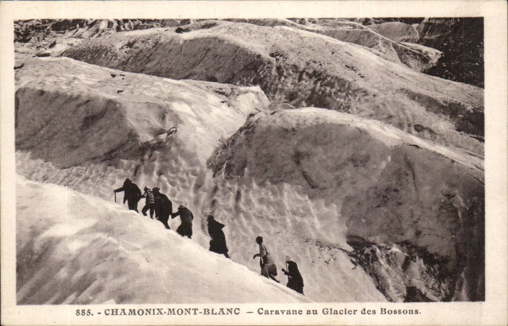 CPA Chamonix Mont Blanc Caravane au glacier des Bossons