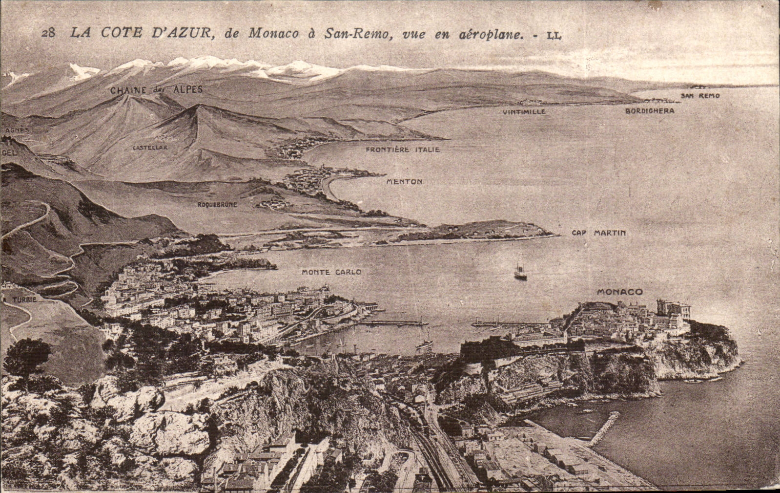 CPA Taubenschlag-Azurblau von Monaco hat San Remo das im Flugzeug gesehen wird