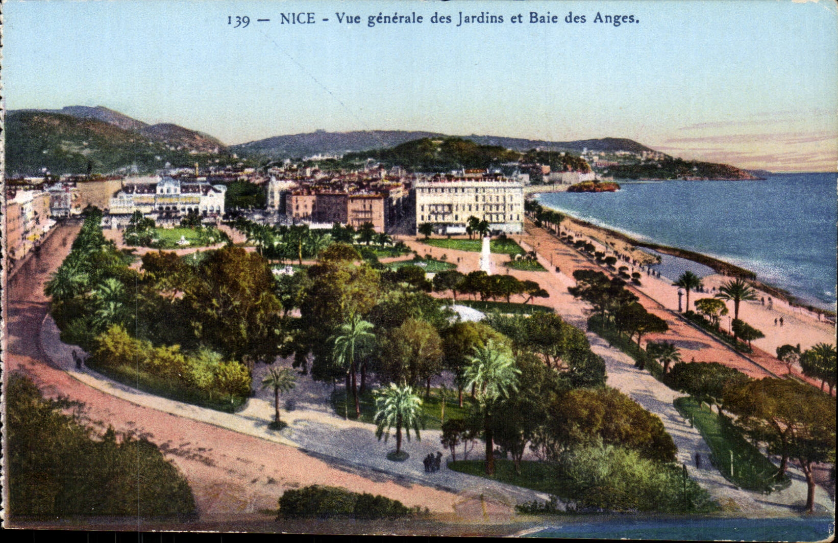 Nice CPA View of the gardens and bay of the angels