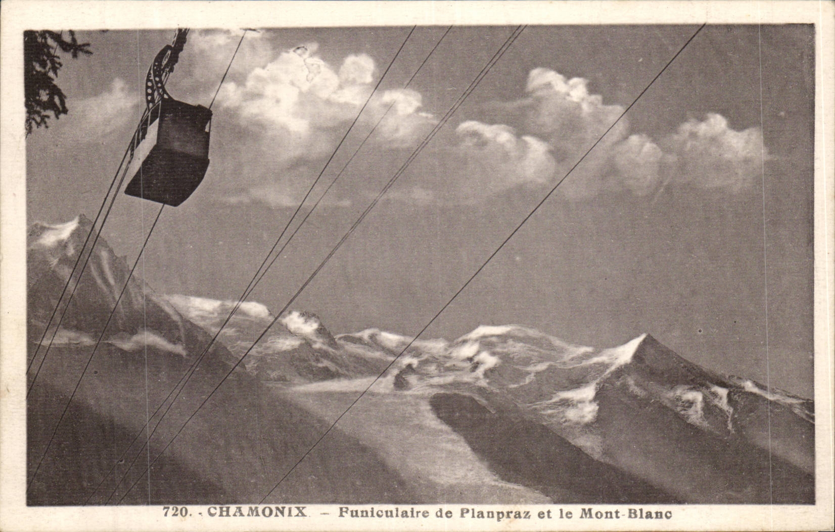 CPA Chamonix Funiculaire de planpraz et le Mont Blanc