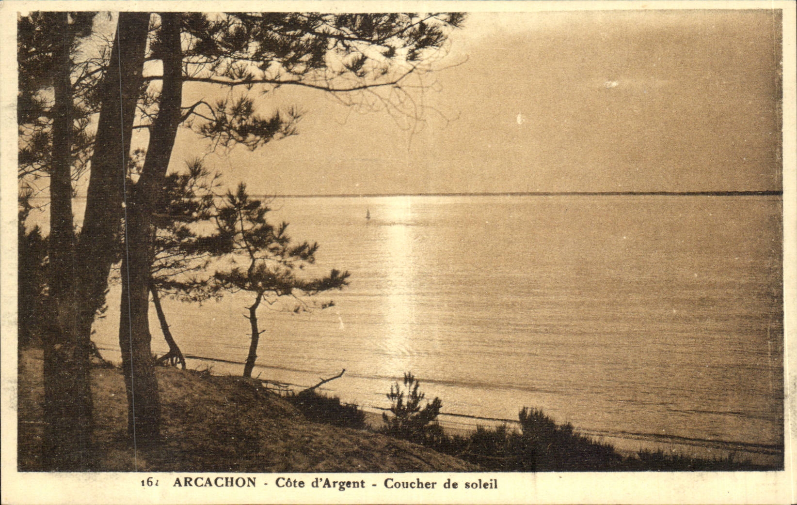 CPA Arcachon Cote d'argent Coucher de soleil
