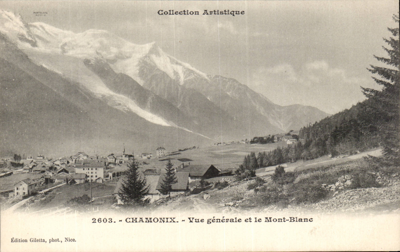 CPA Chamonix Vue generale et le Mont Blanc