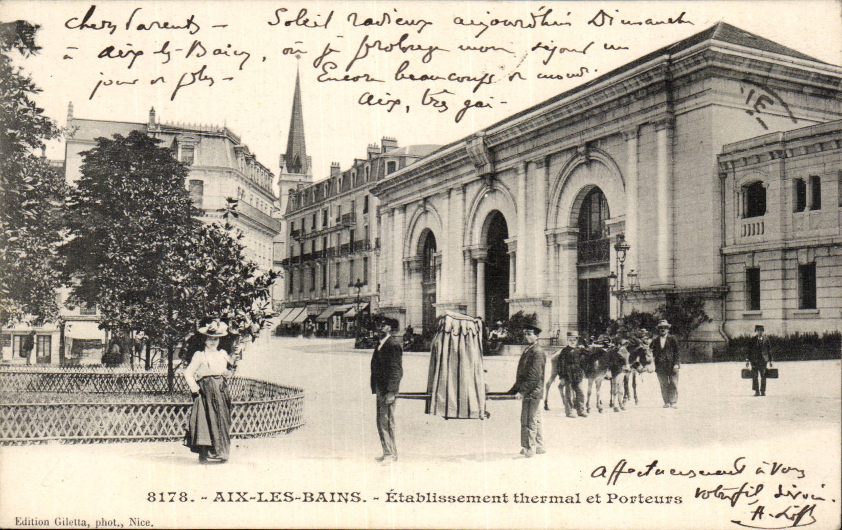 CPA Aix les Bains Hydropathic establishment and carrying Ass donkey Mule
