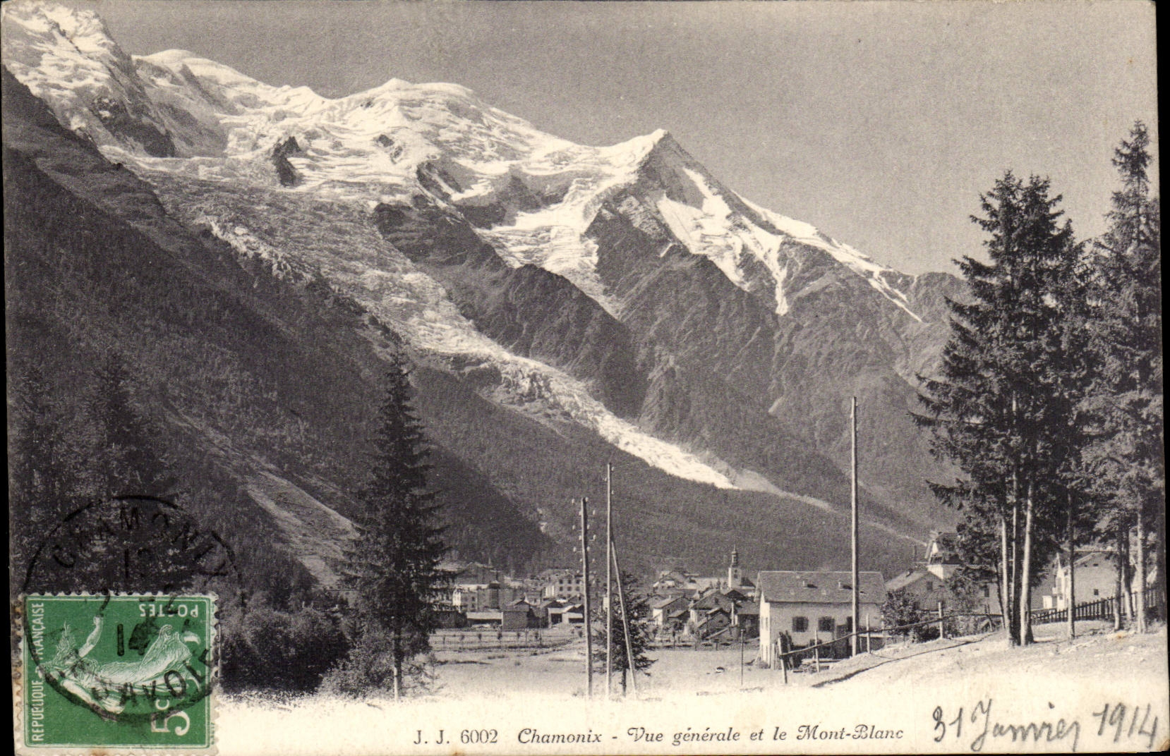 CPA Chamonix Vue generale et le Mont Blanc