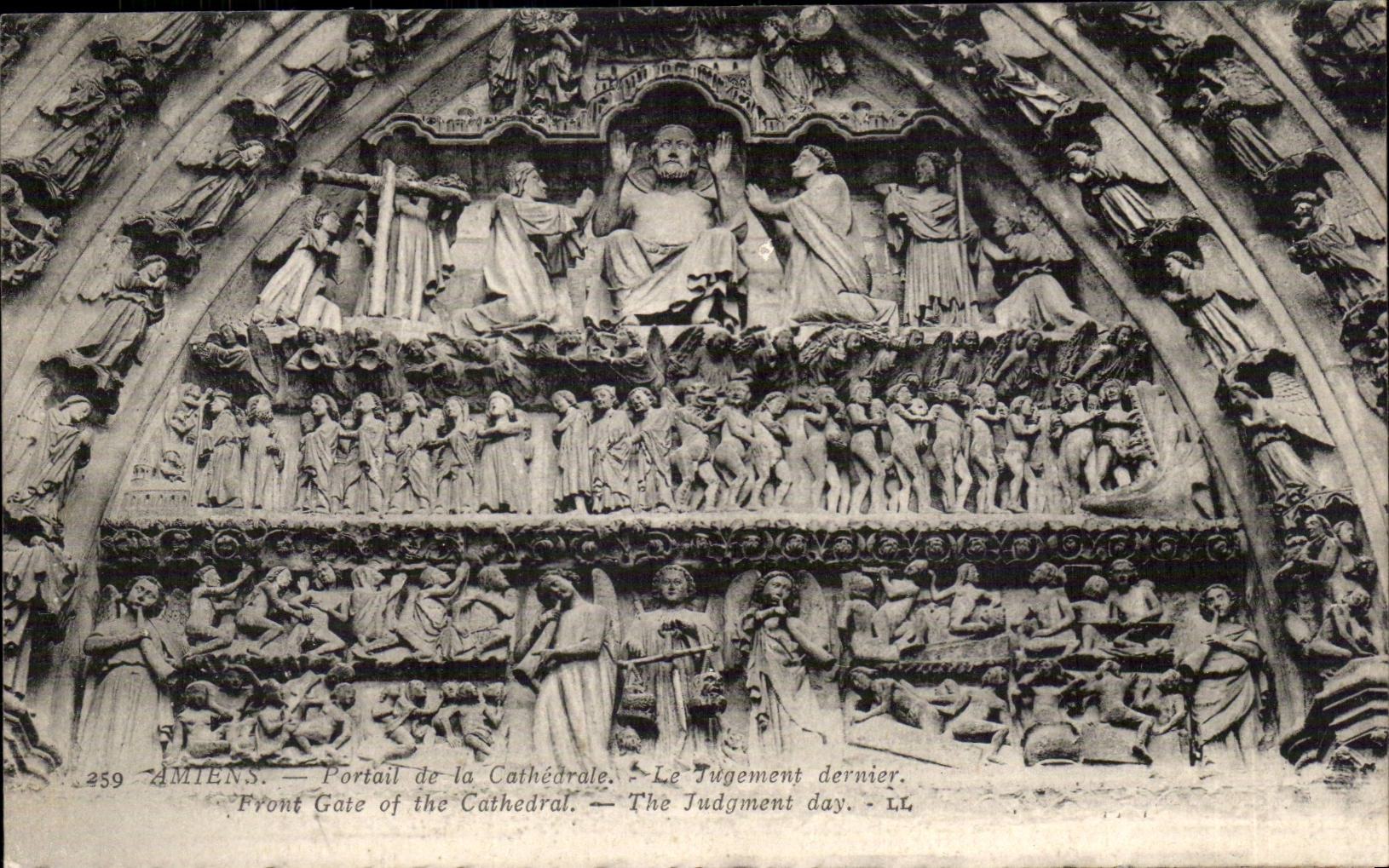CPA Cathedral of Amiens Gate last Judgment