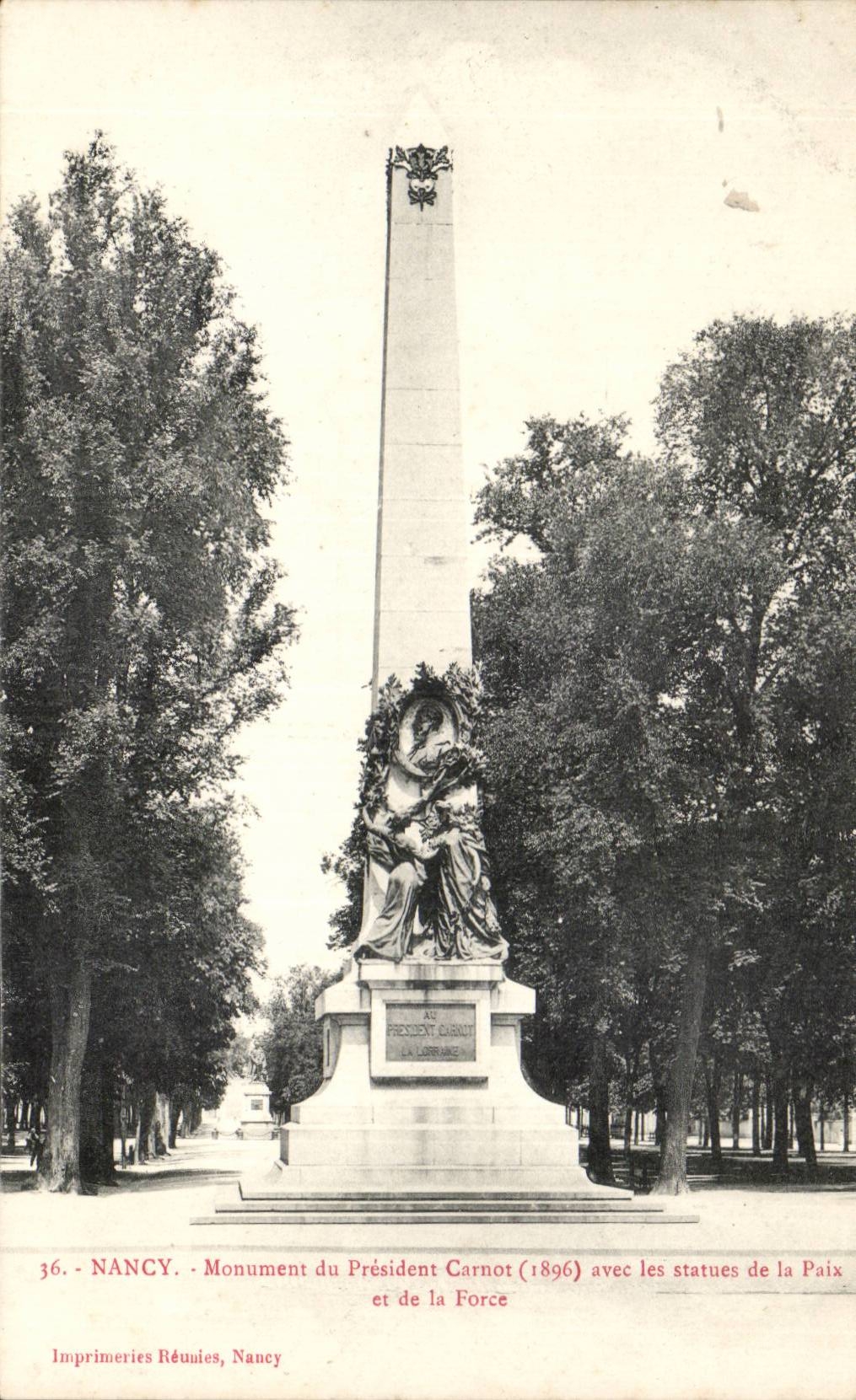 Nancy CPA Monument du President CArnot avec les statues de la paix et de la force