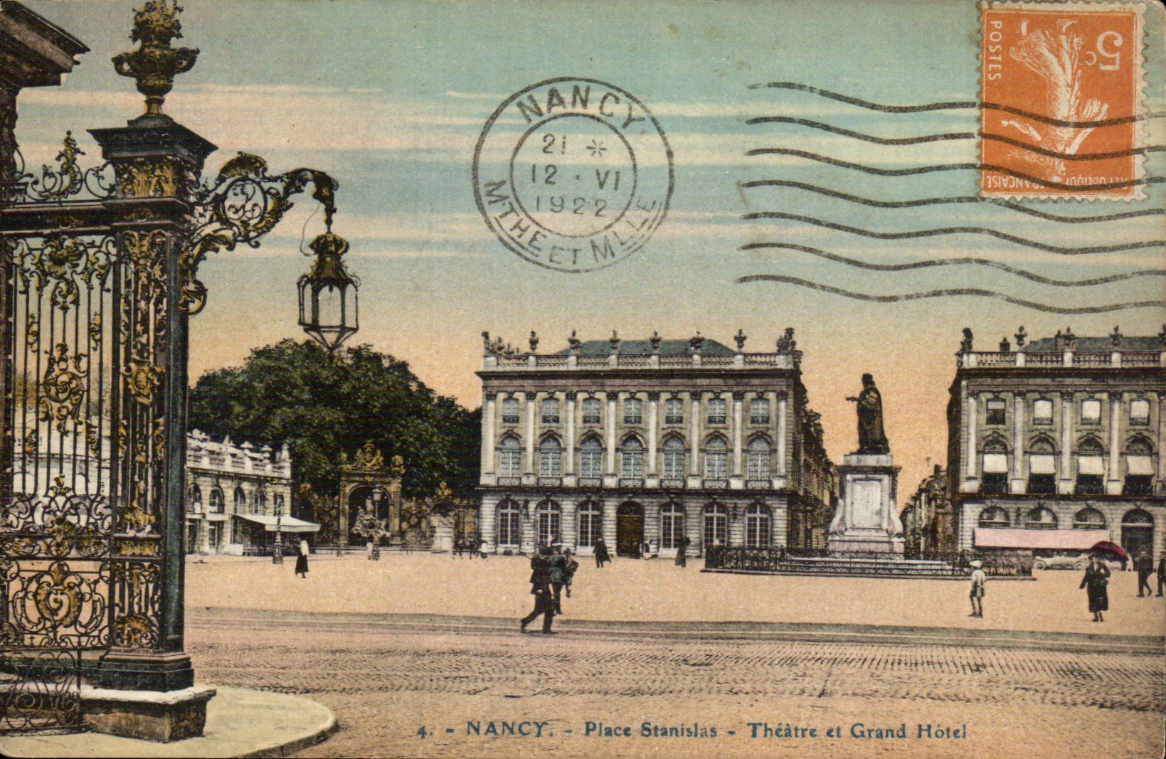 CPA Nancy Place Stanislas Theatre et grand hotel