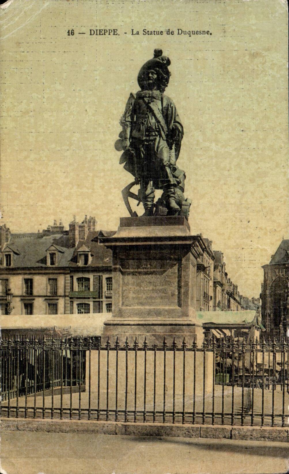 CPA Dieppe Statue of Duquesne