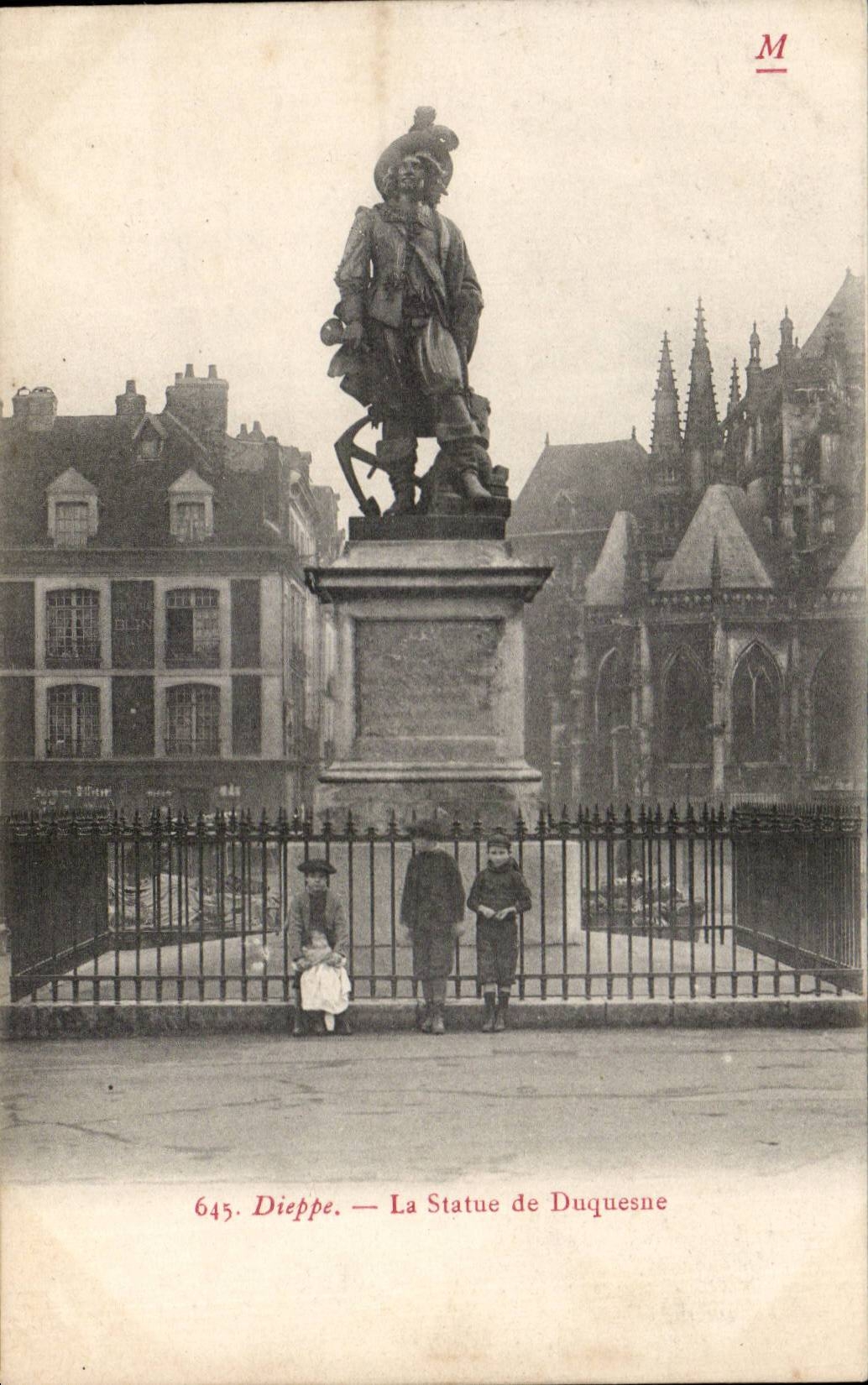 CPA Dieppe Statue of Duquesne